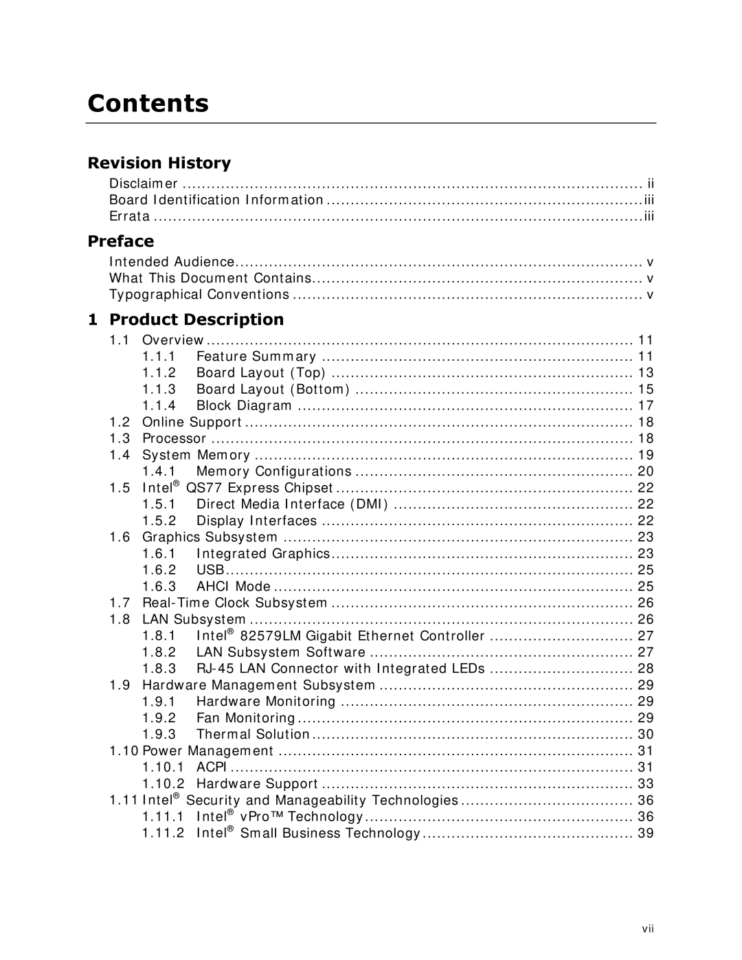 Intel BOXDC53427HYE specifications Contents 