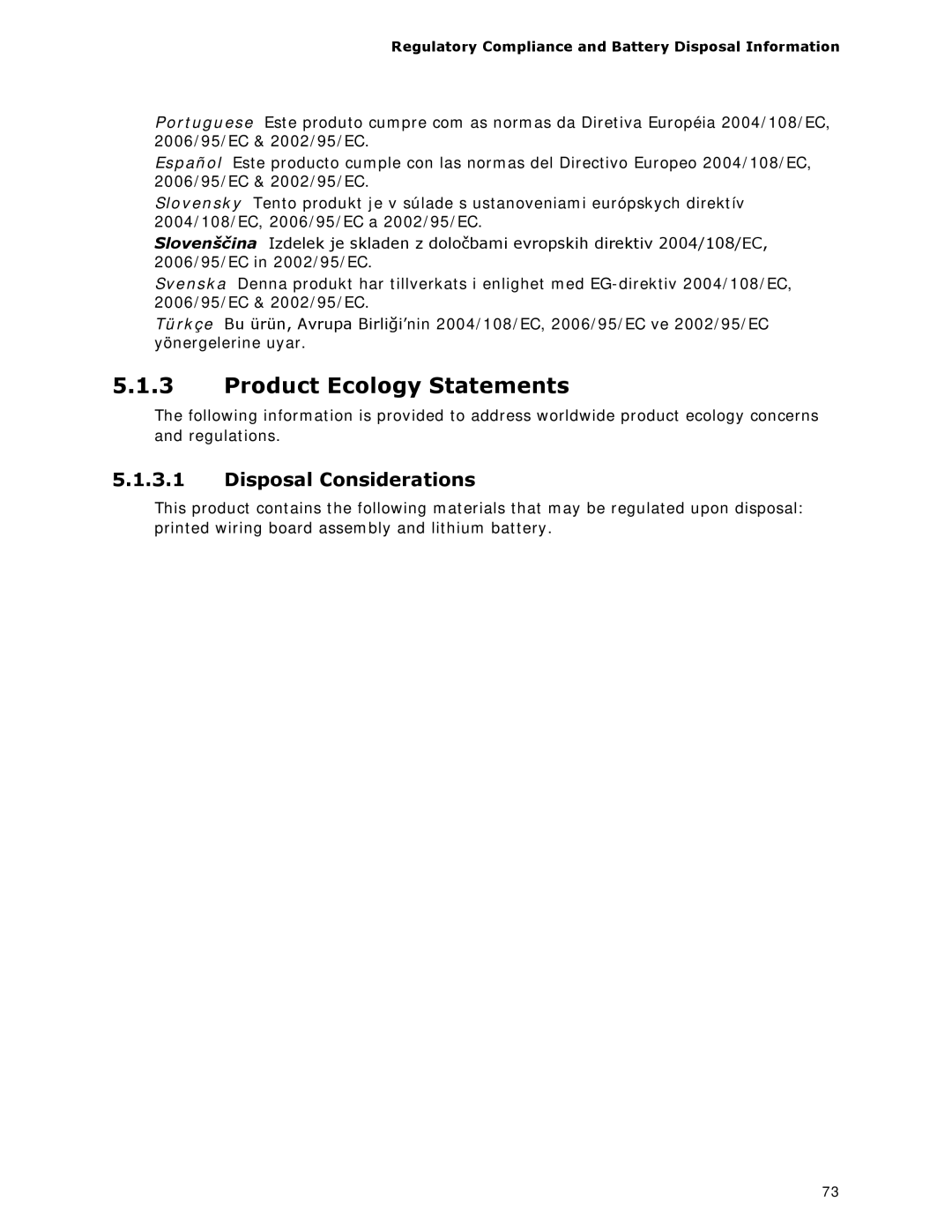 Intel BOXDC53427HYE specifications Product Ecology Statements, Disposal Considerations 