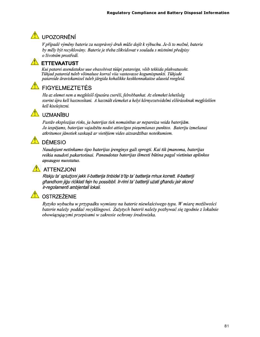 Intel BOXDC53427HYE specifications Regulatory Compliance and Battery Disposal Information 