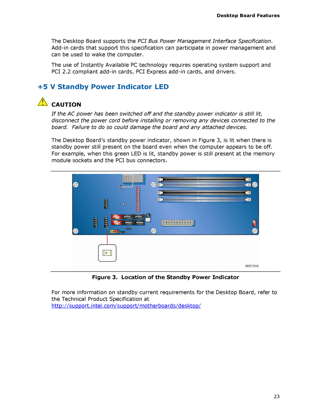 Intel BOXDH55HC manual +5 V Standby Power Indicator LED, Location of the Standby Power Indicator 