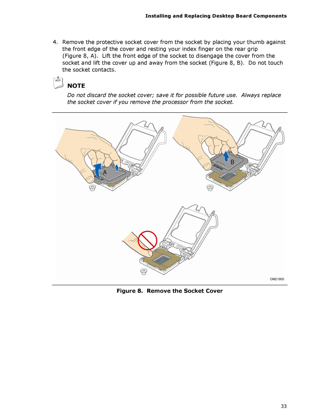 Intel BOXDH55HC manual Remove the Socket Cover 