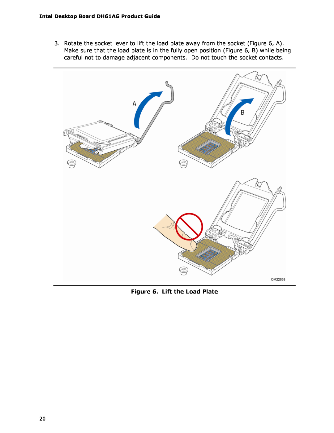 Intel BOXDH61AG manual Lift the Load Plate 
