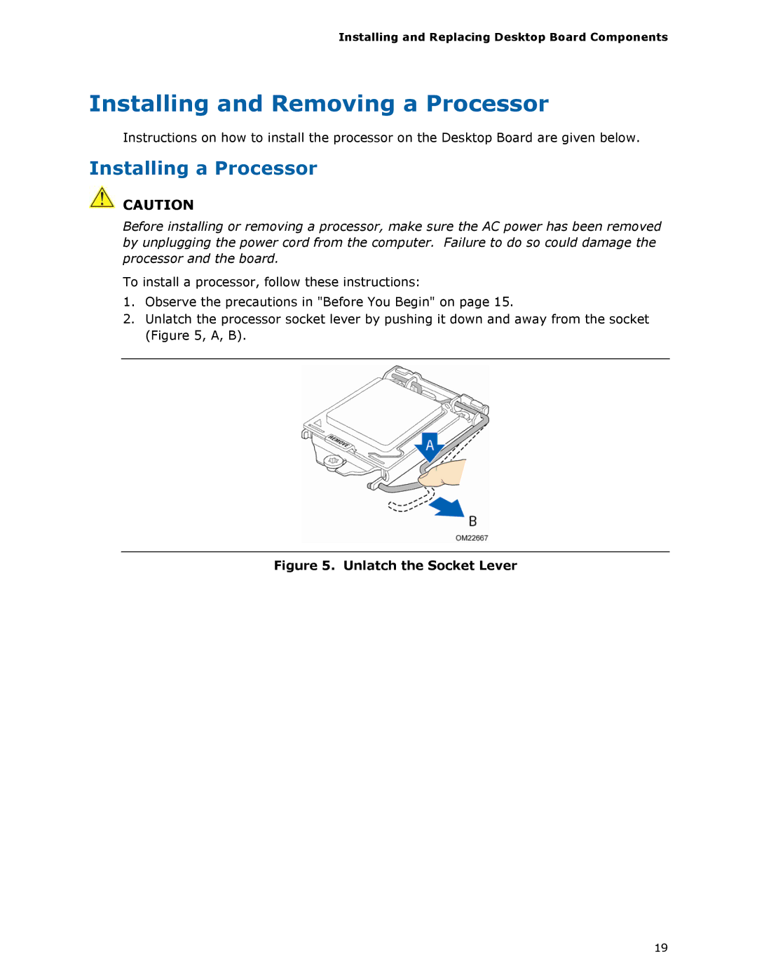 Intel BOXDH61AG manual Installing and Removing a Processor, Installing a Processor 