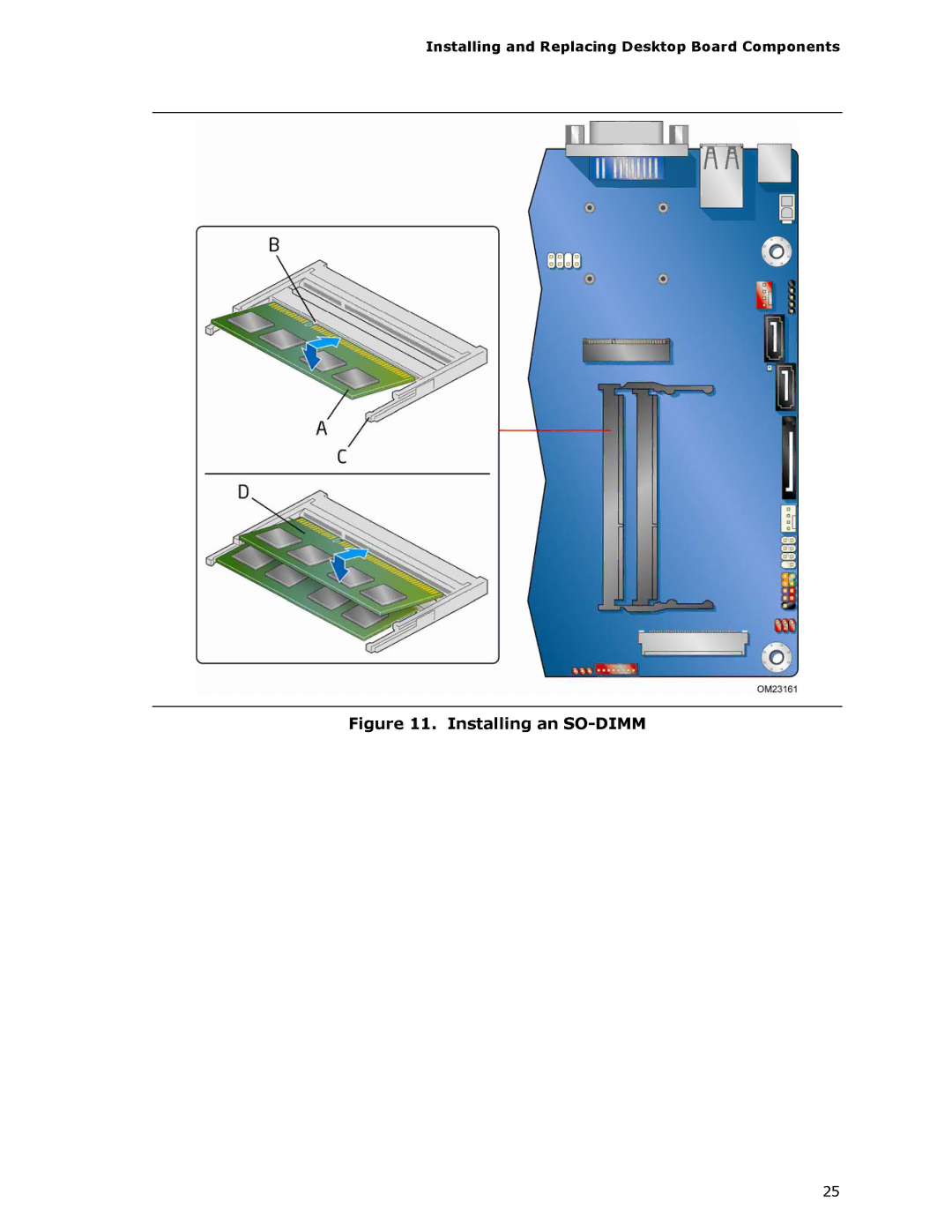 Intel BOXDH61AG manual Installing an SO-DIMM 