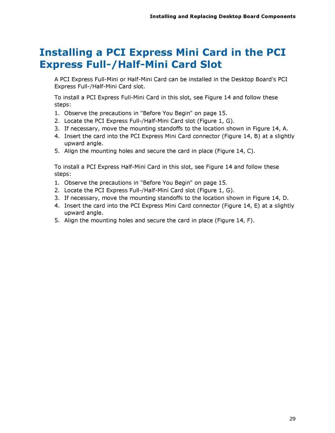 Intel BOXDH61AG manual Installing and Replacing Desktop Board Components 