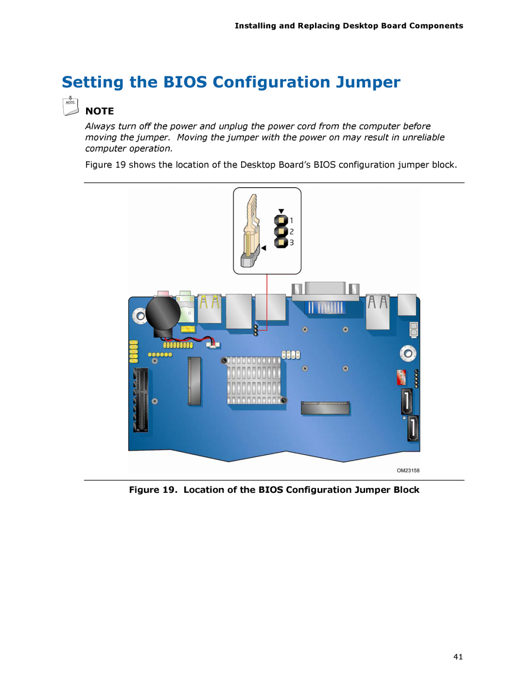 Intel BOXDH61AG manual Setting the Bios Configuration Jumper, Location of the Bios Configuration Jumper Block 