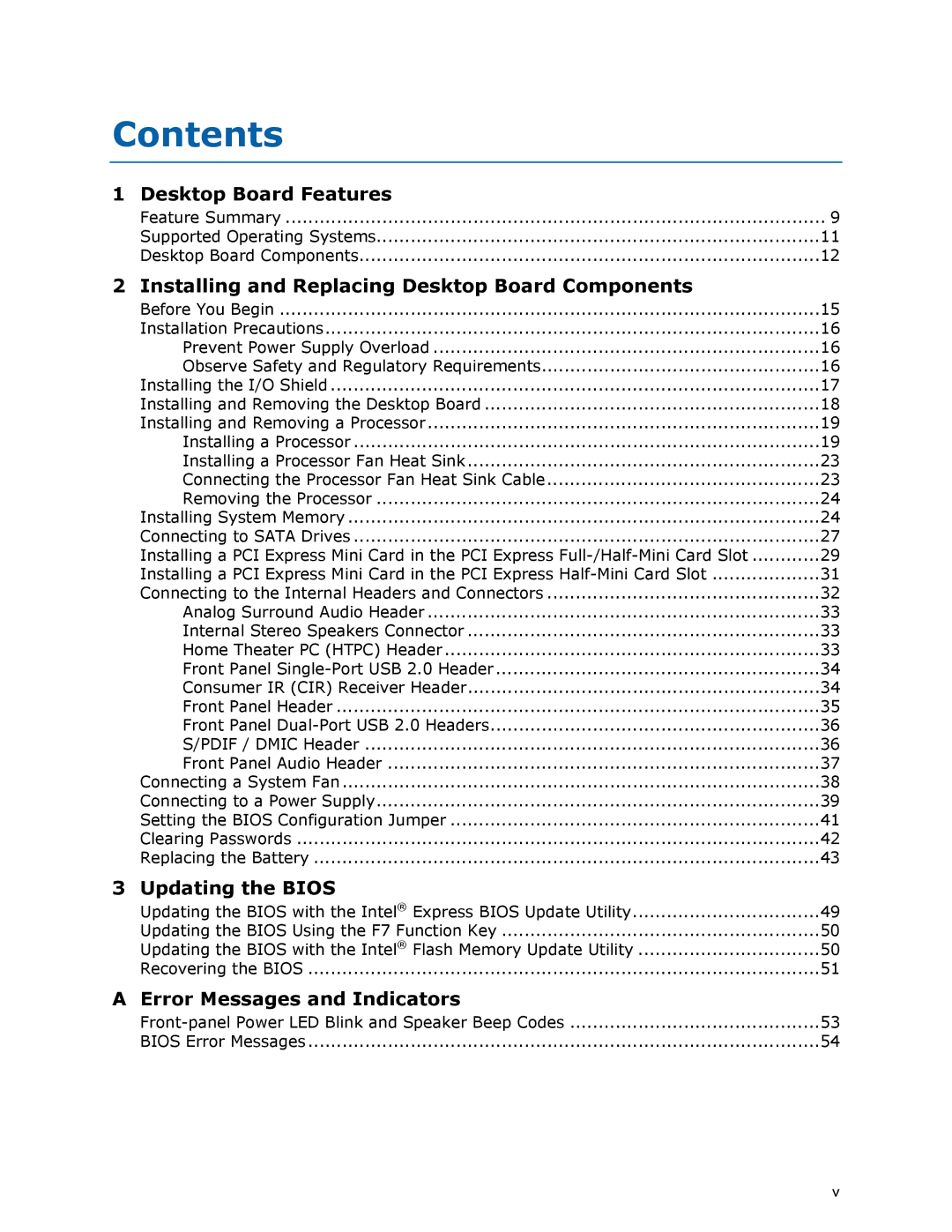 Intel BOXDH61AG manual Contents 