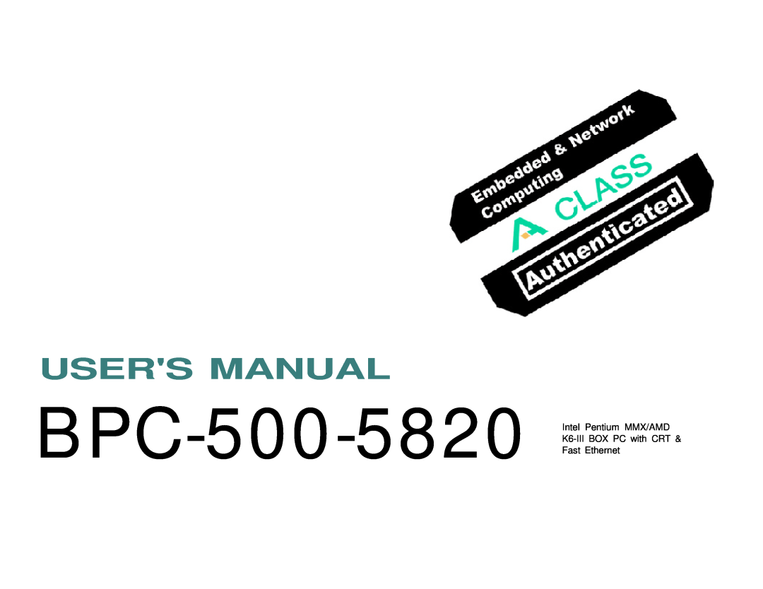 Intel BPC-500-5820 user manual 