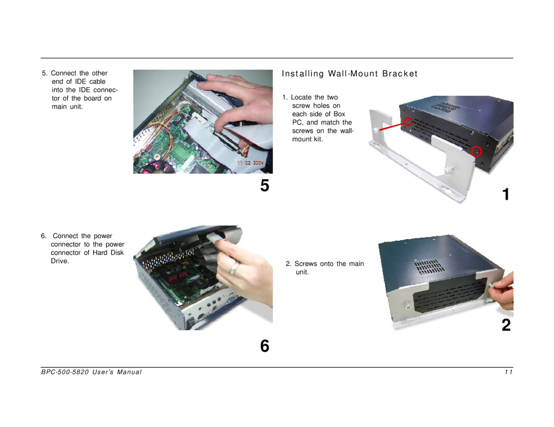 Intel BPC-500-5820 user manual Installing Wall-Mount Bracket 