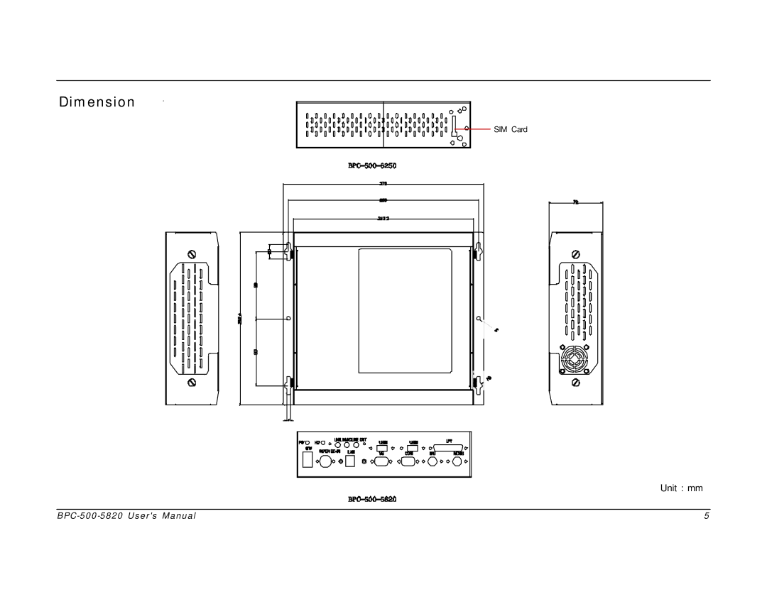 Intel BPC-500-5820 user manual Dimension 