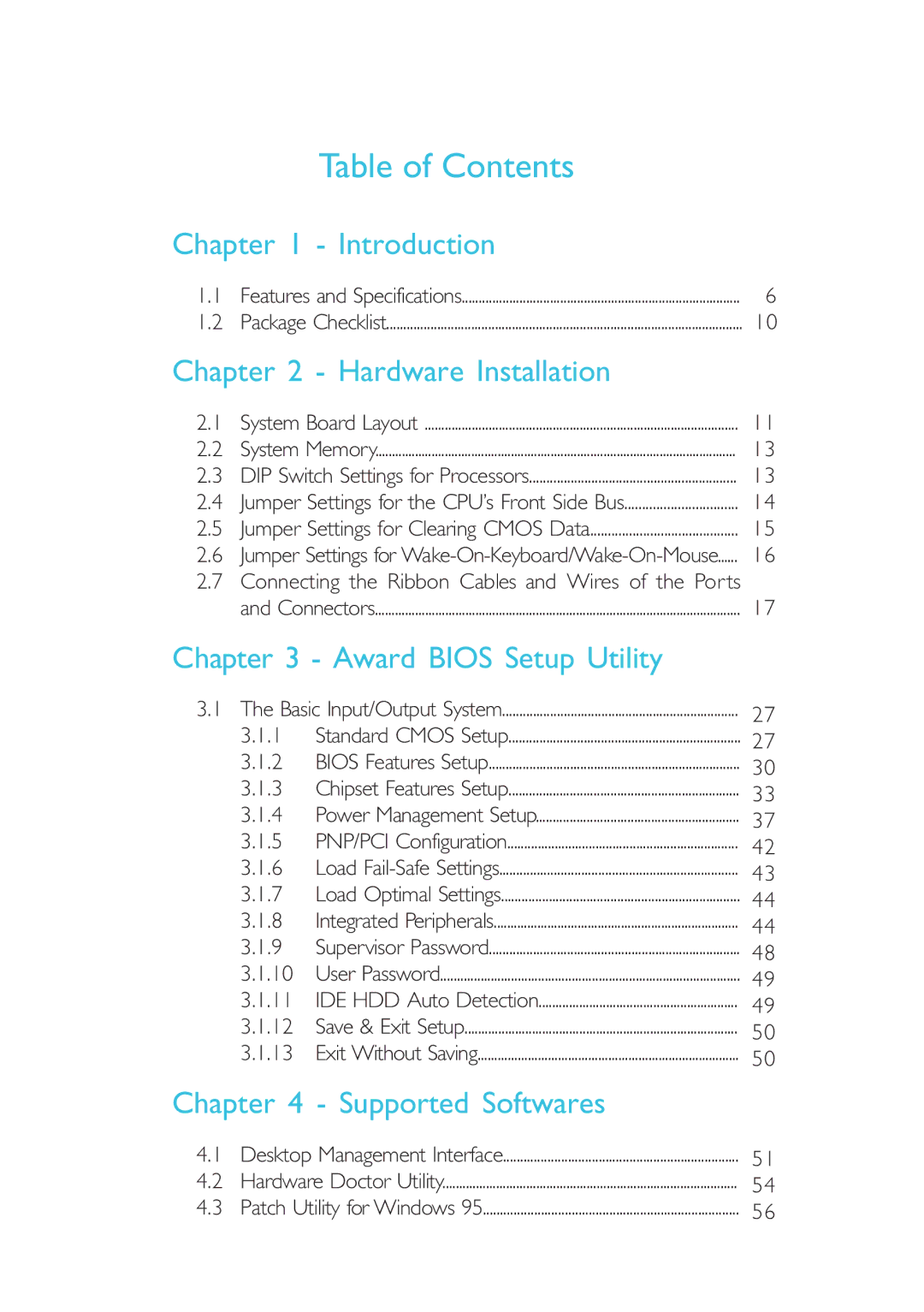 Intel CB60-BX, CB60-ZX manual Table of Contents 