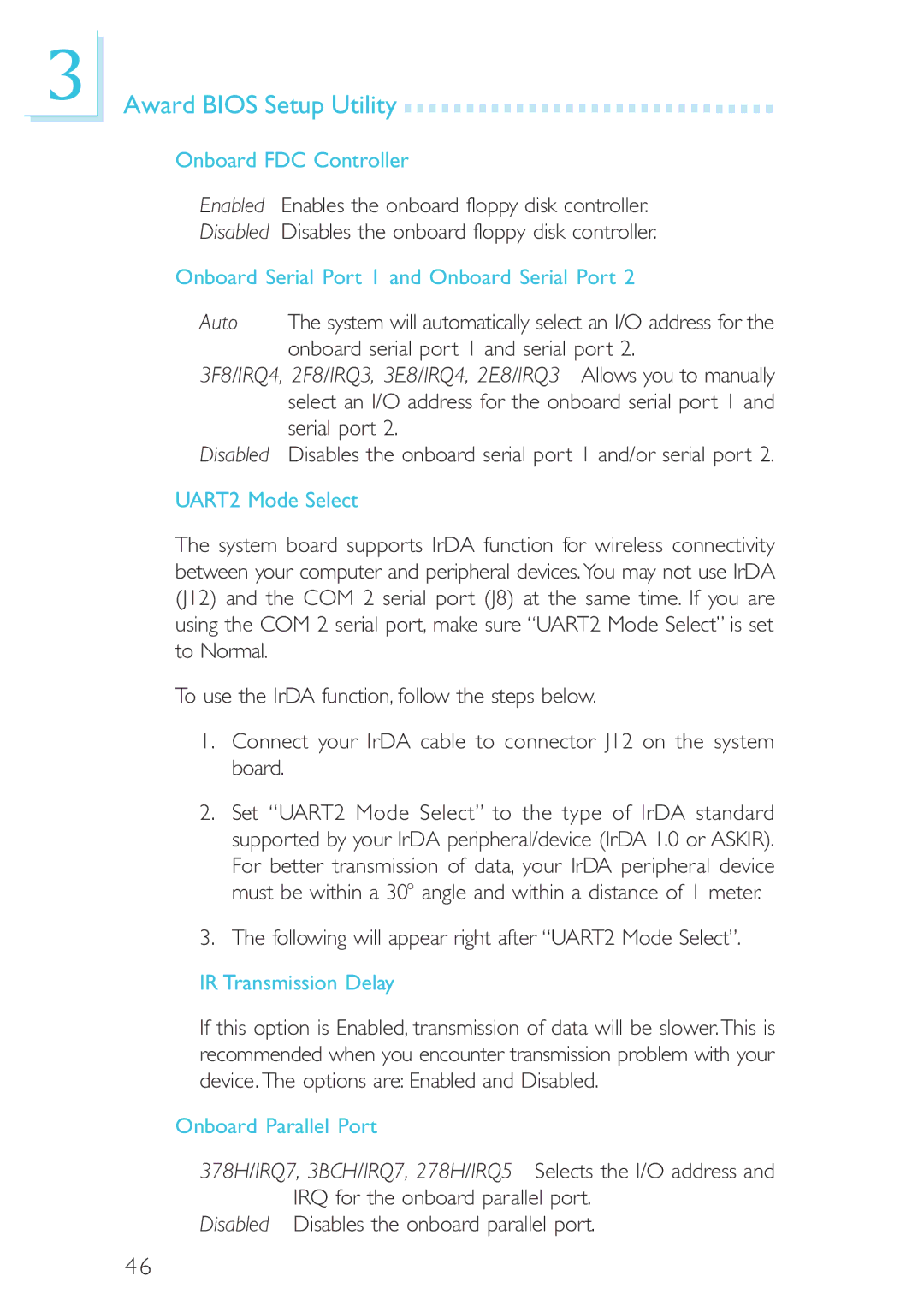 Intel CB60-BX, CB60-ZX manual Onboard FDC Controller, Onboard Serial Port 1 and Onboard Serial Port, UART2 Mode Select 