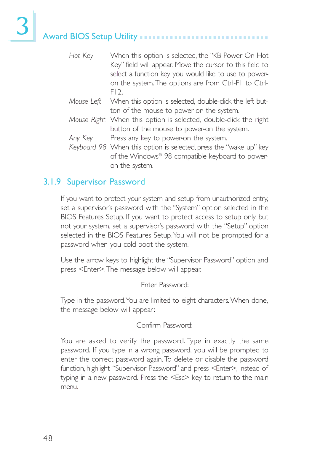 Intel CB60-BX, CB60-ZX manual Supervisor Password 