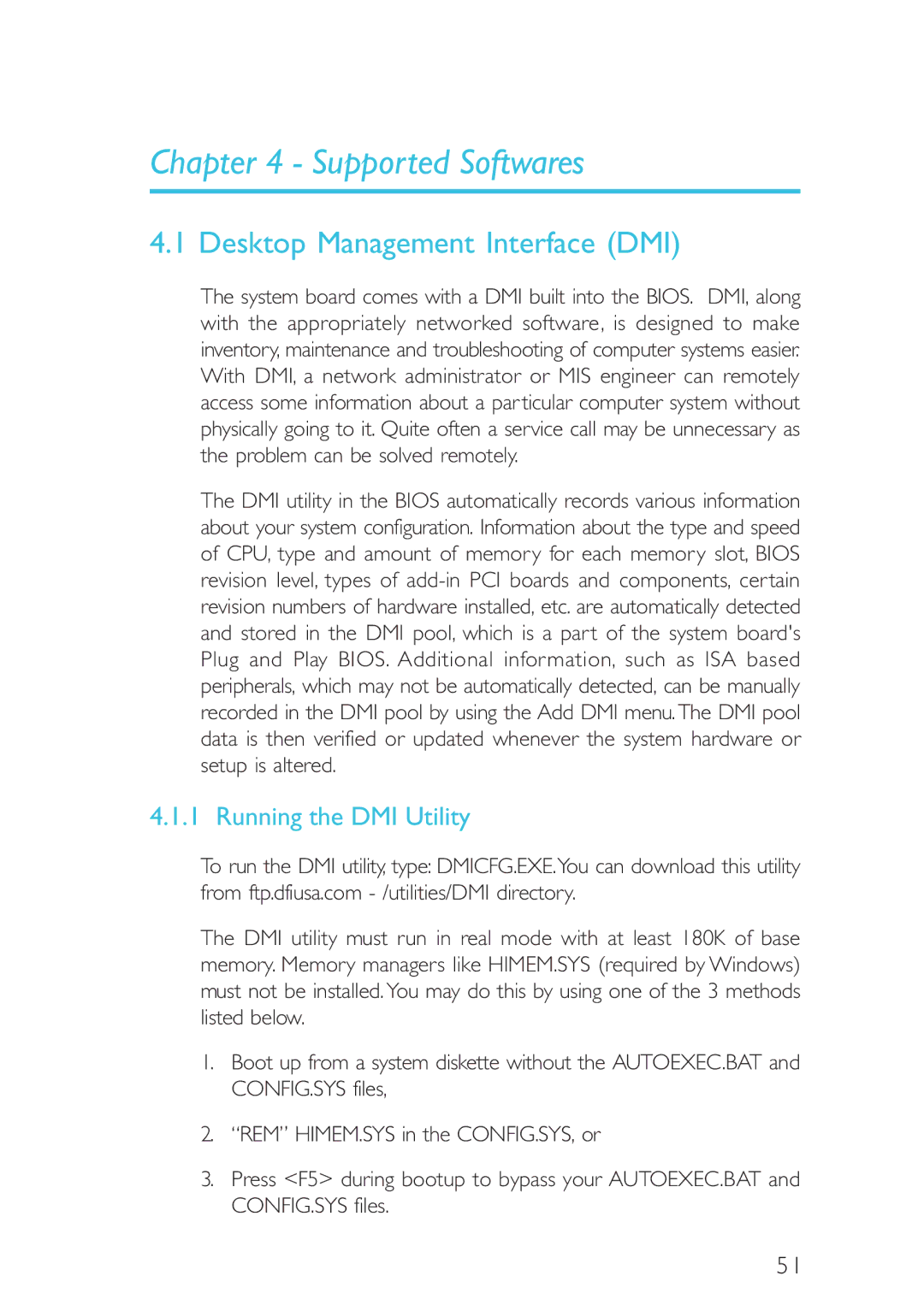 Intel CB60-ZX, CB60-BX manual Supported Softwares, Desktop Management Interface DMI, Running the DMI Utility 