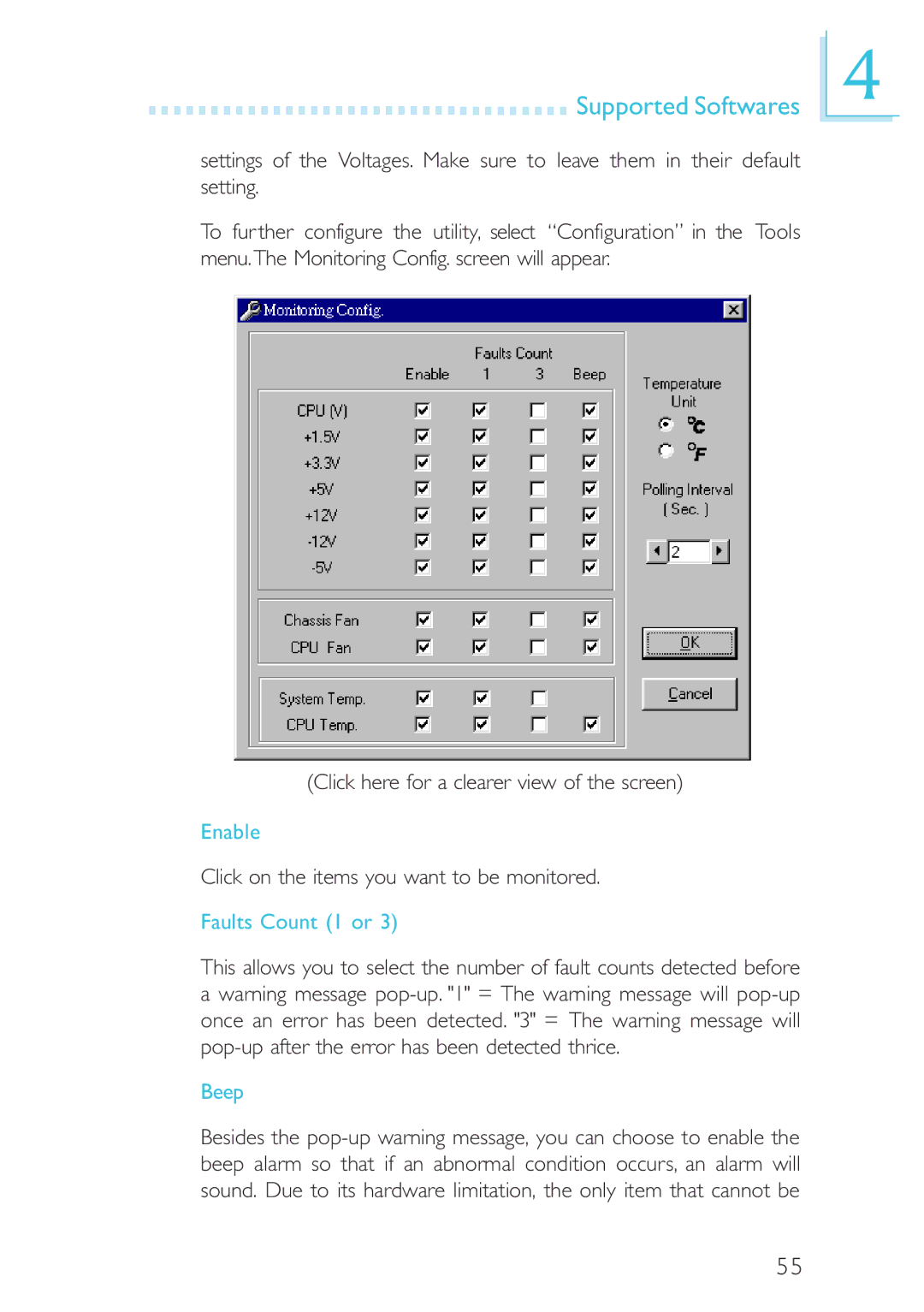 Intel CB60-ZX, CB60-BX manual Enable, Faults Count 1 or, Beep 