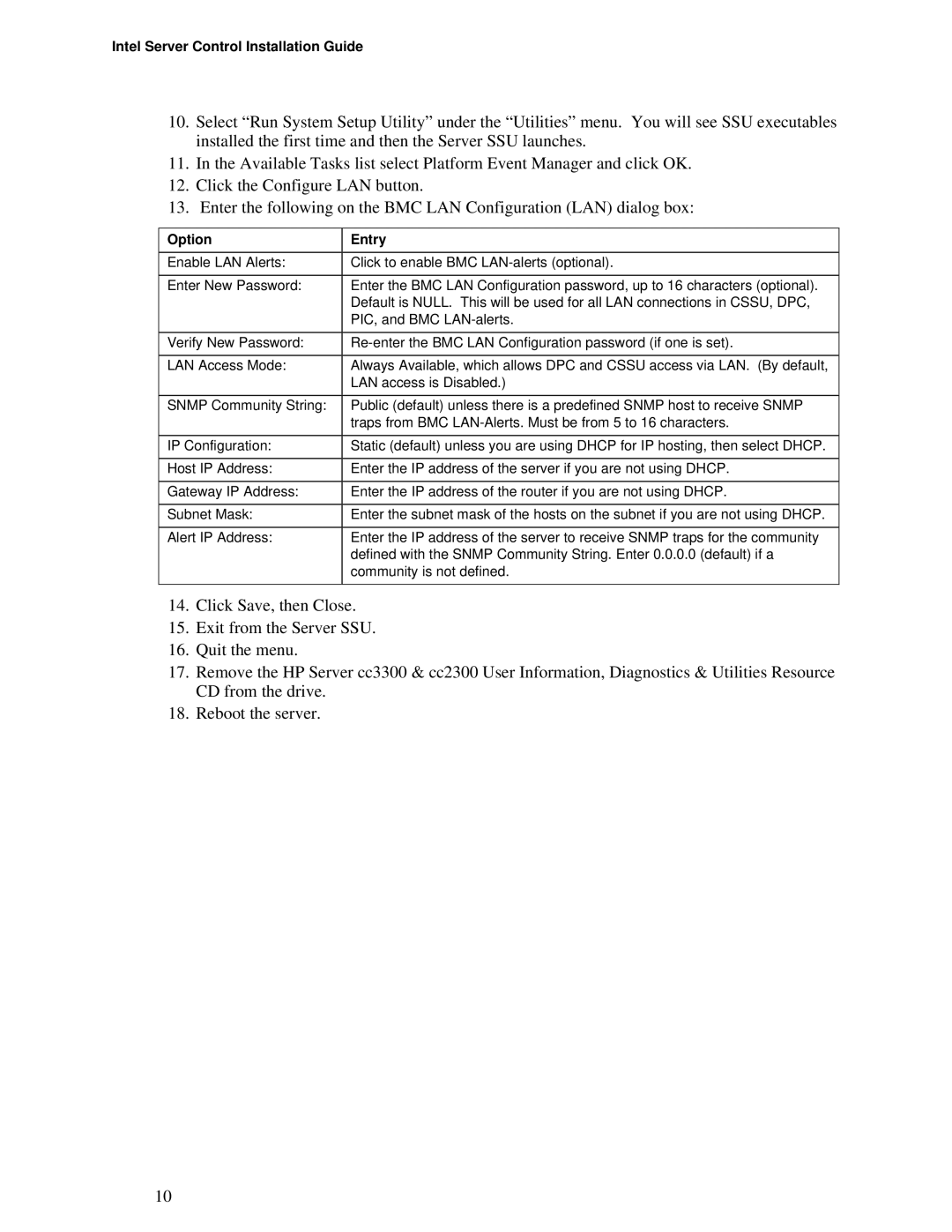 Intel cc3300, cc2300 manual Intel Server Control Installation Guide 