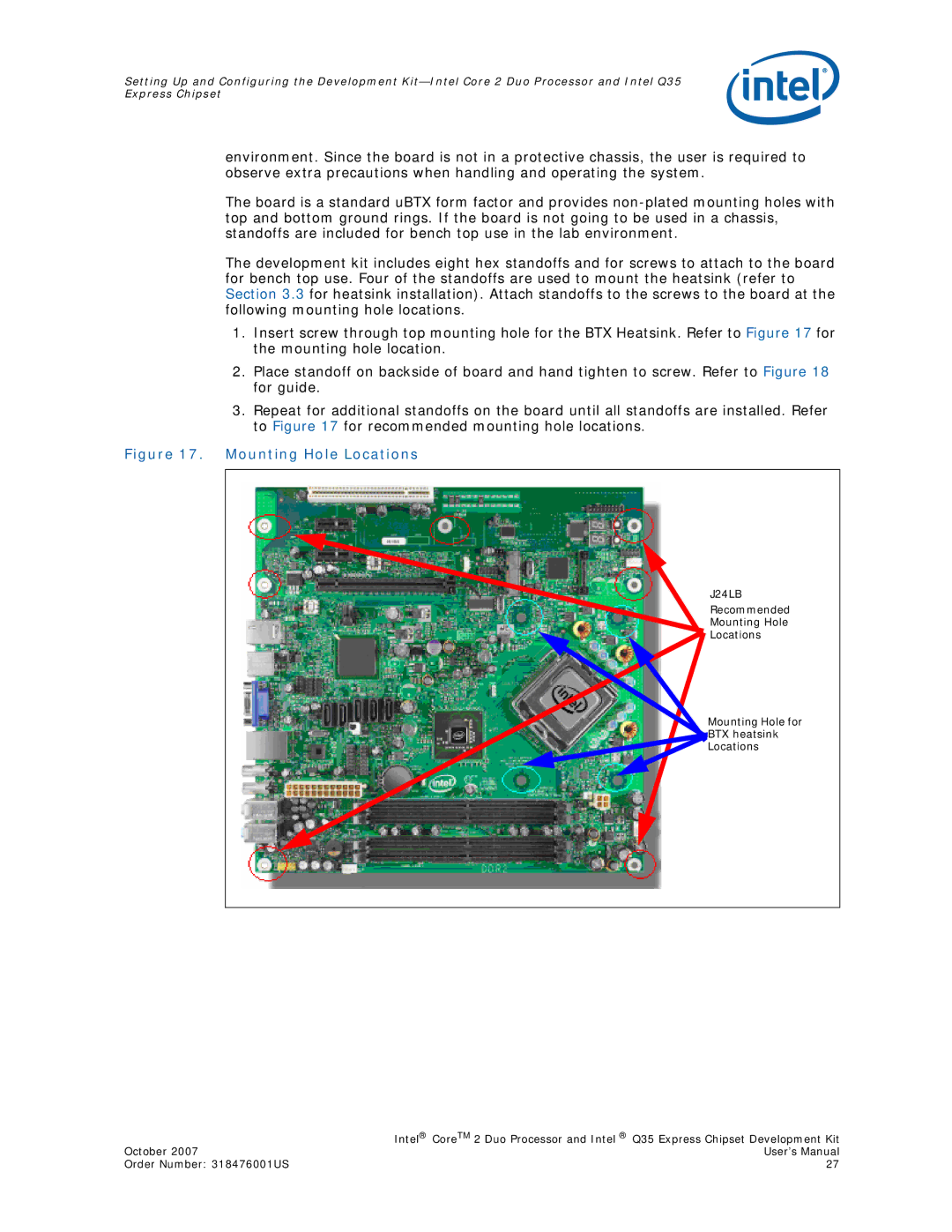 Intel Q35 Express, Core 2 Duo user manual Mounting Hole Locations 