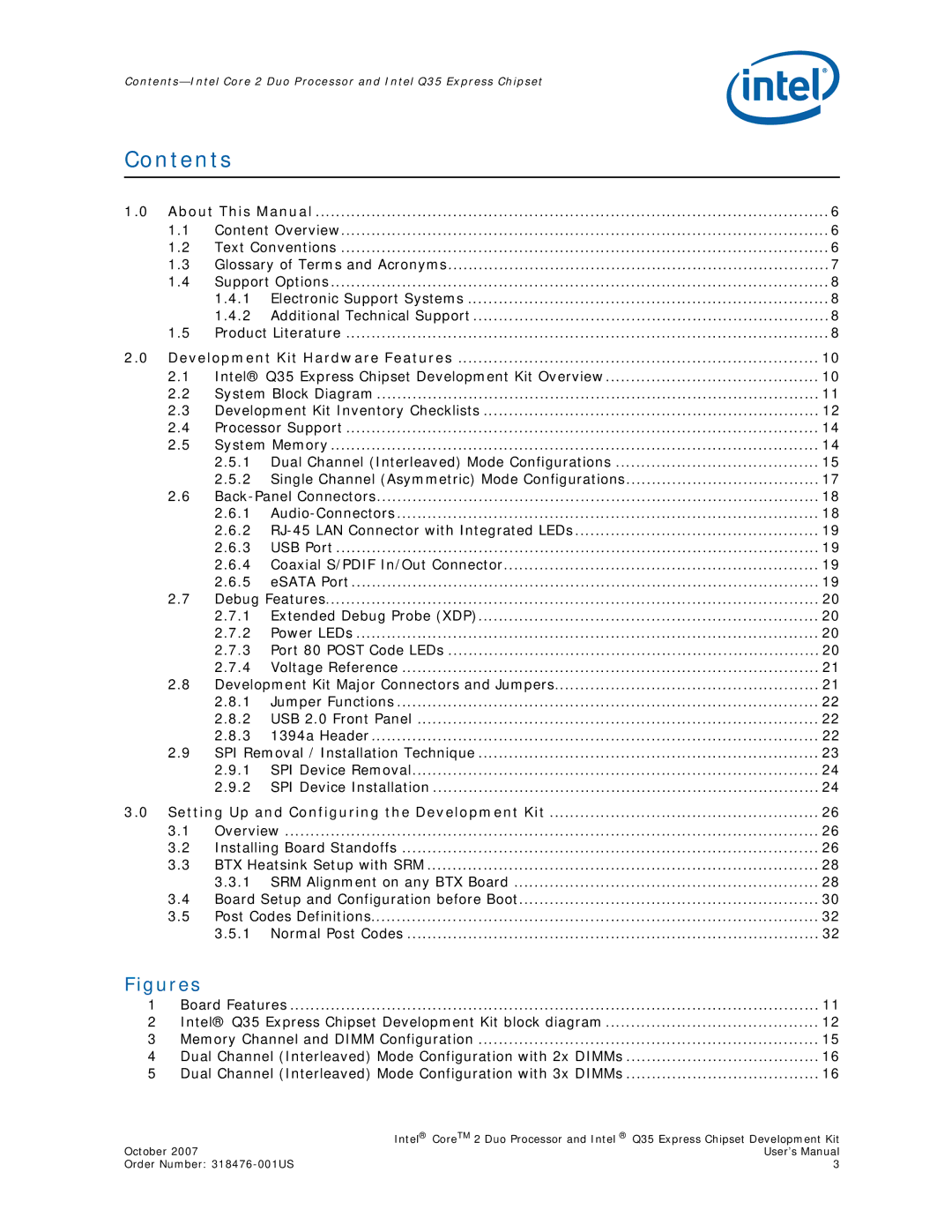 Intel Q35 Express, Core 2 Duo user manual Contents 