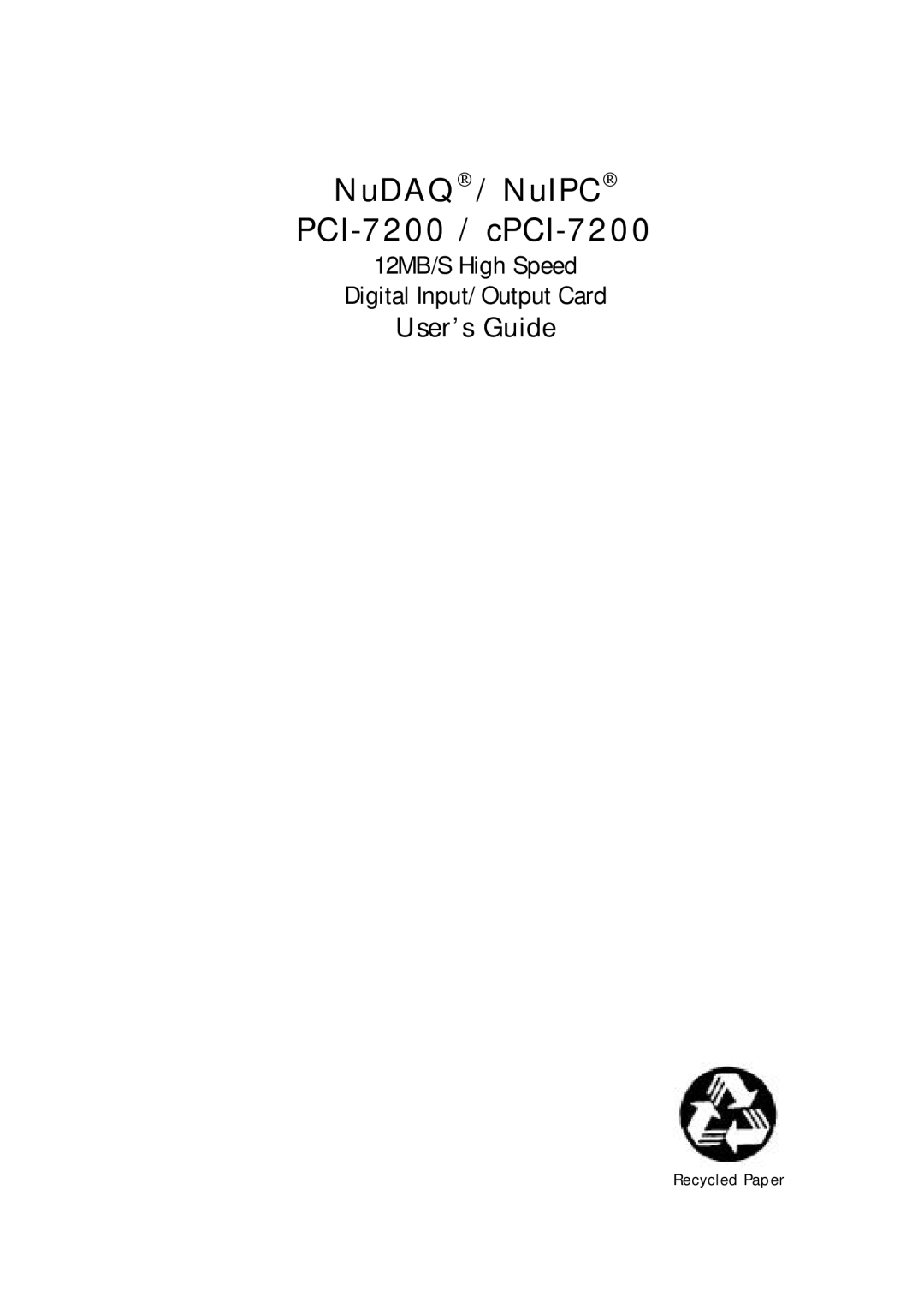 Intel manual NuDAQ / NuIPC PCI-7200 / cPCI-7200 