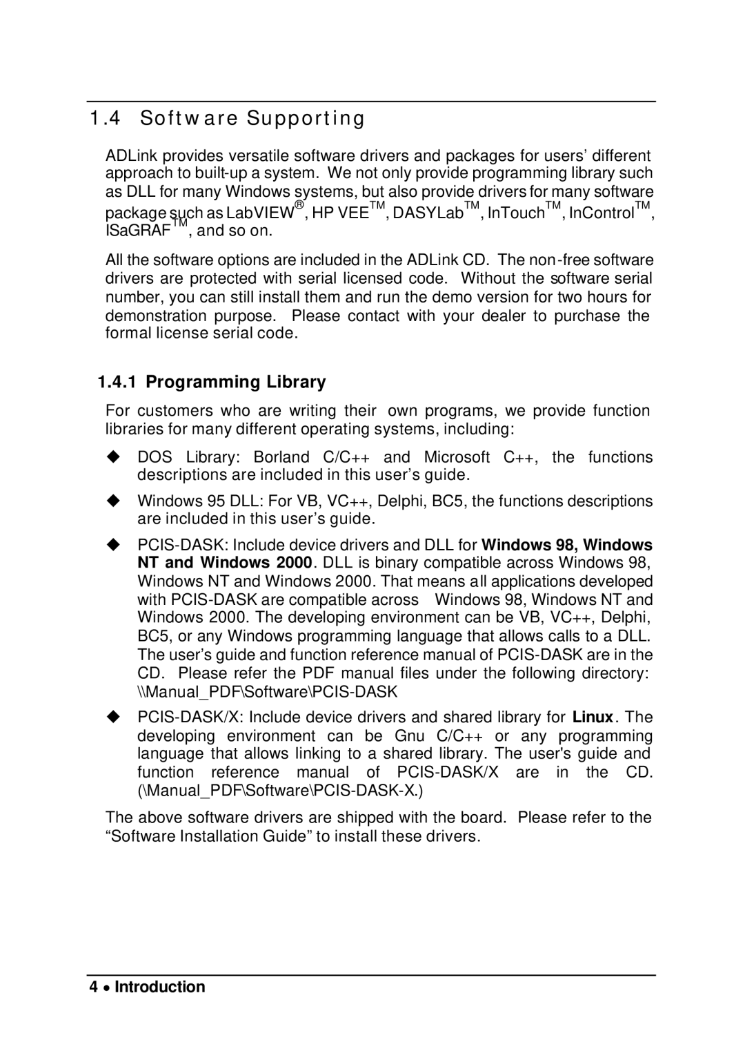 Intel cPCI-7200 manual Software Supporting, Programming Library 