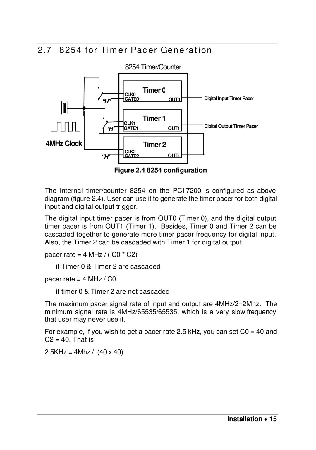 Intel cPCI-7200 manual for Timer Pacer Generation, configuration 