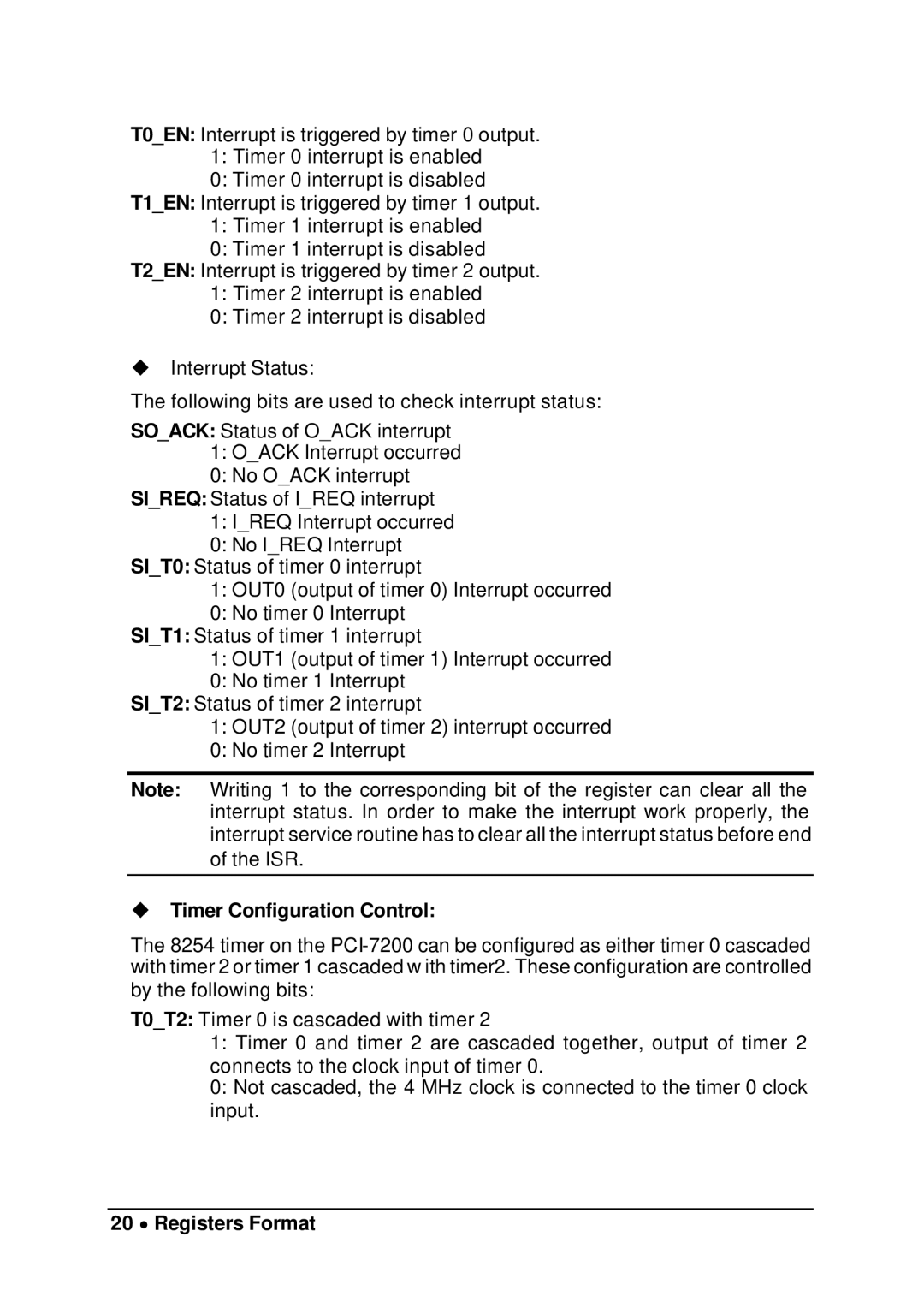 Intel cPCI-7200 manual Timer Configuration Control, 20 ∙ Registers Format 