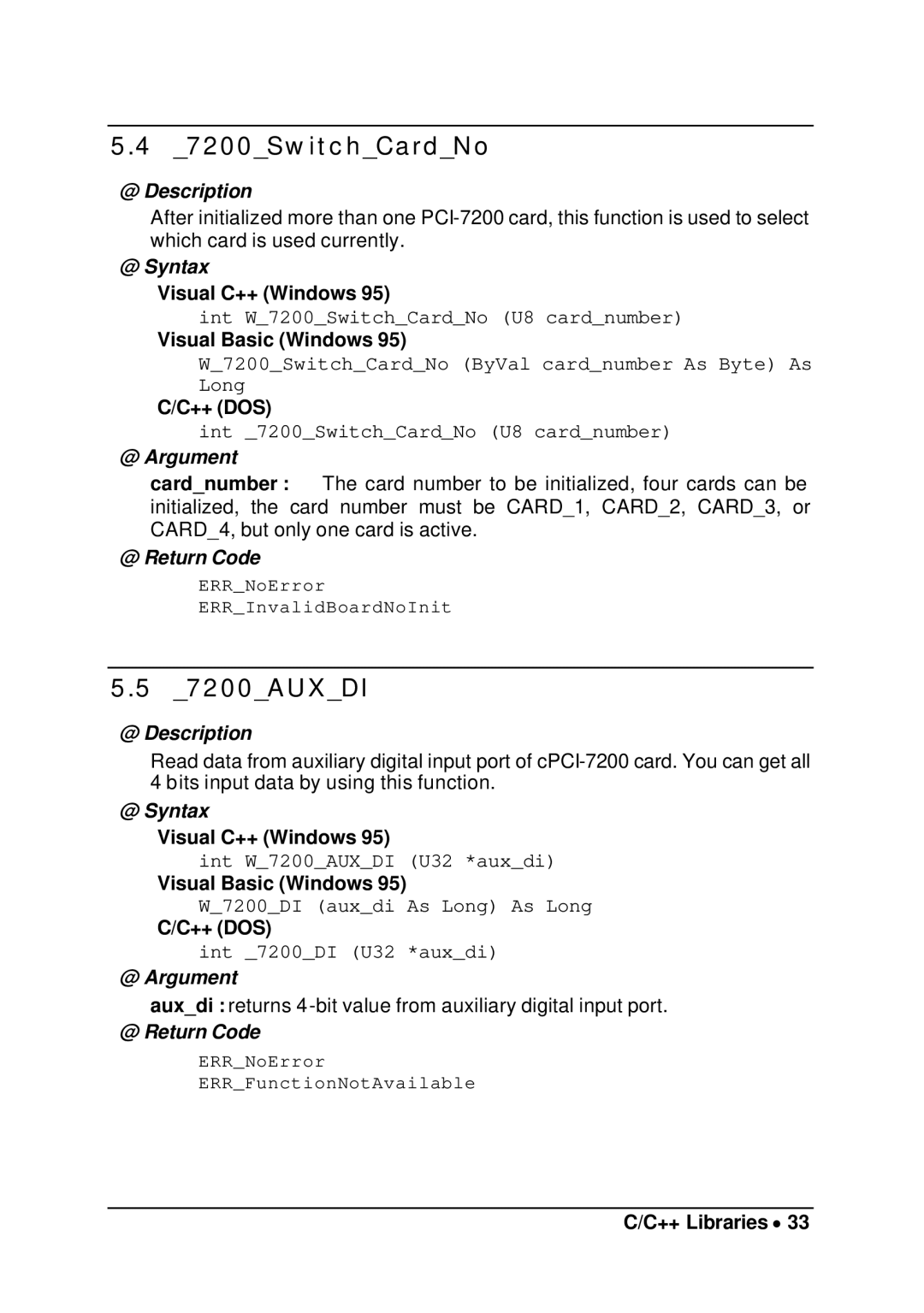 Intel cPCI-7200 manual 7200SwitchCardNo, 7200AUXDI 