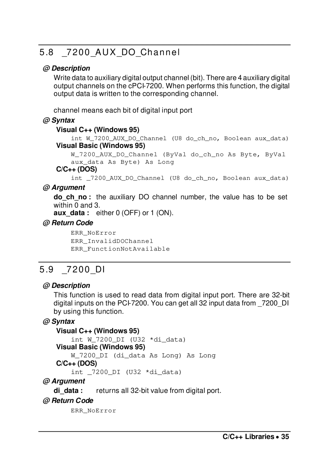 Intel cPCI-7200 manual 7200AUXDOChannel, 7200DI 