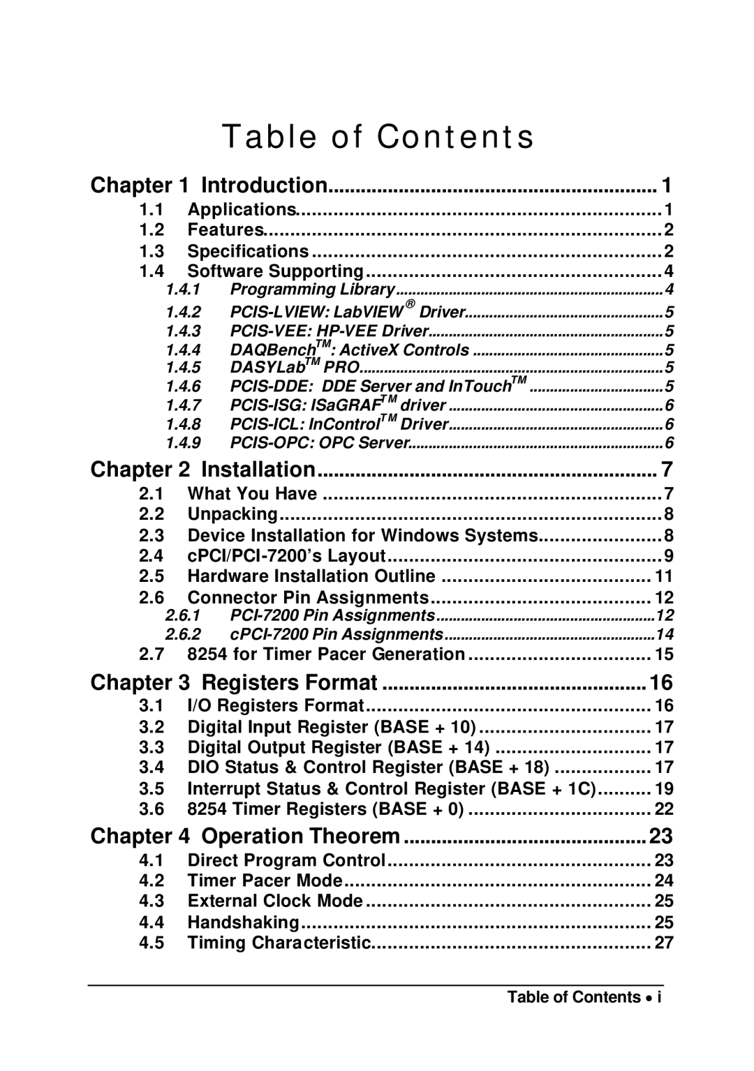 Intel cPCI-7200 manual Table of Contents 