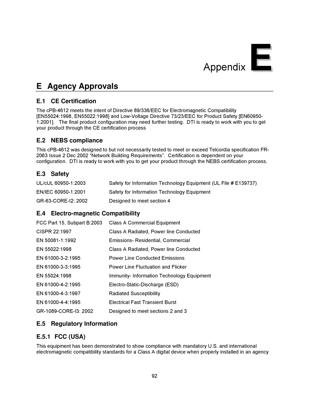 Intel cpb4612, cpci borard with a intel pentuim M manual Agency Approvals 