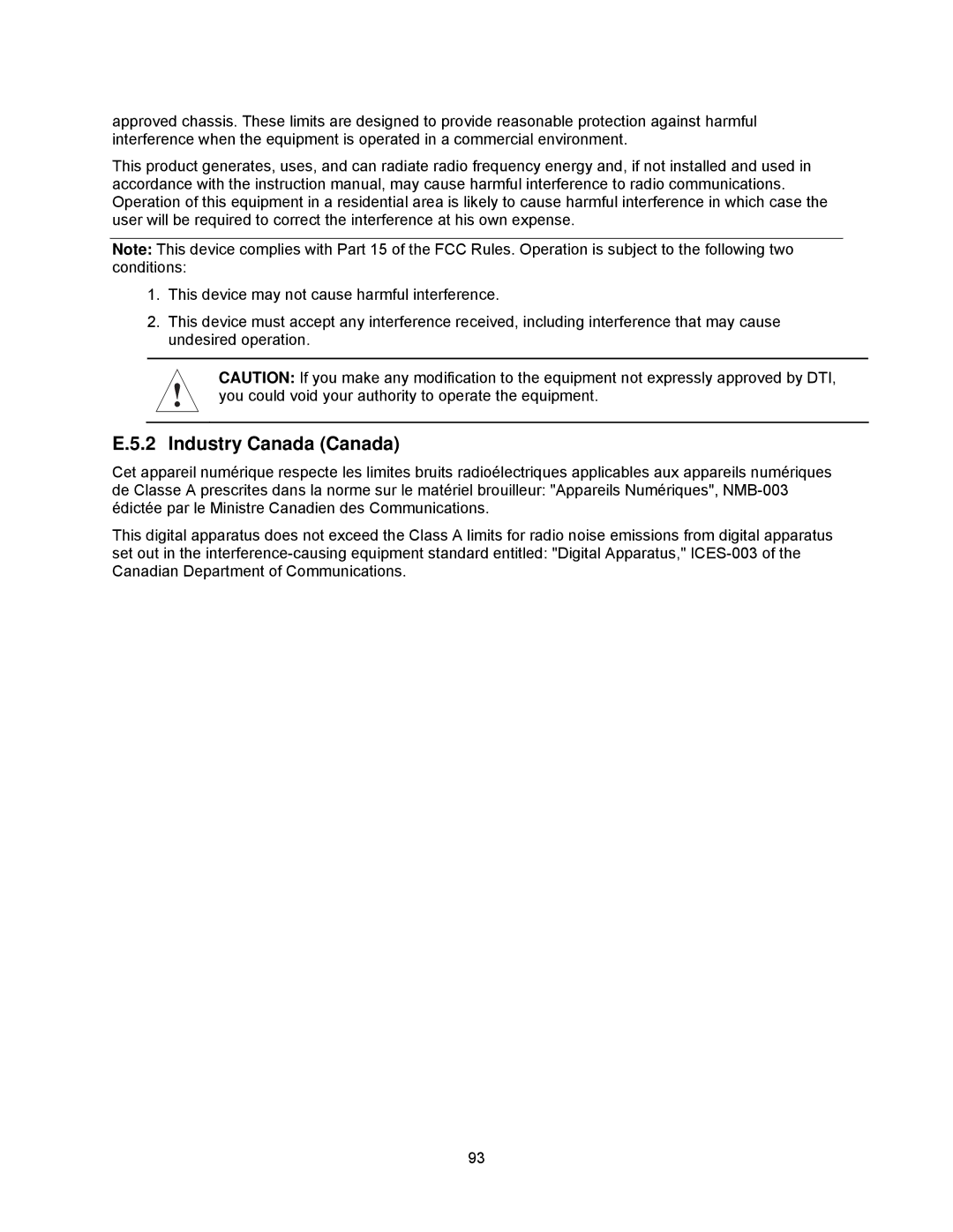 Intel cpci borard with a intel pentuim M, cpb4612 manual Industry Canada Canada 