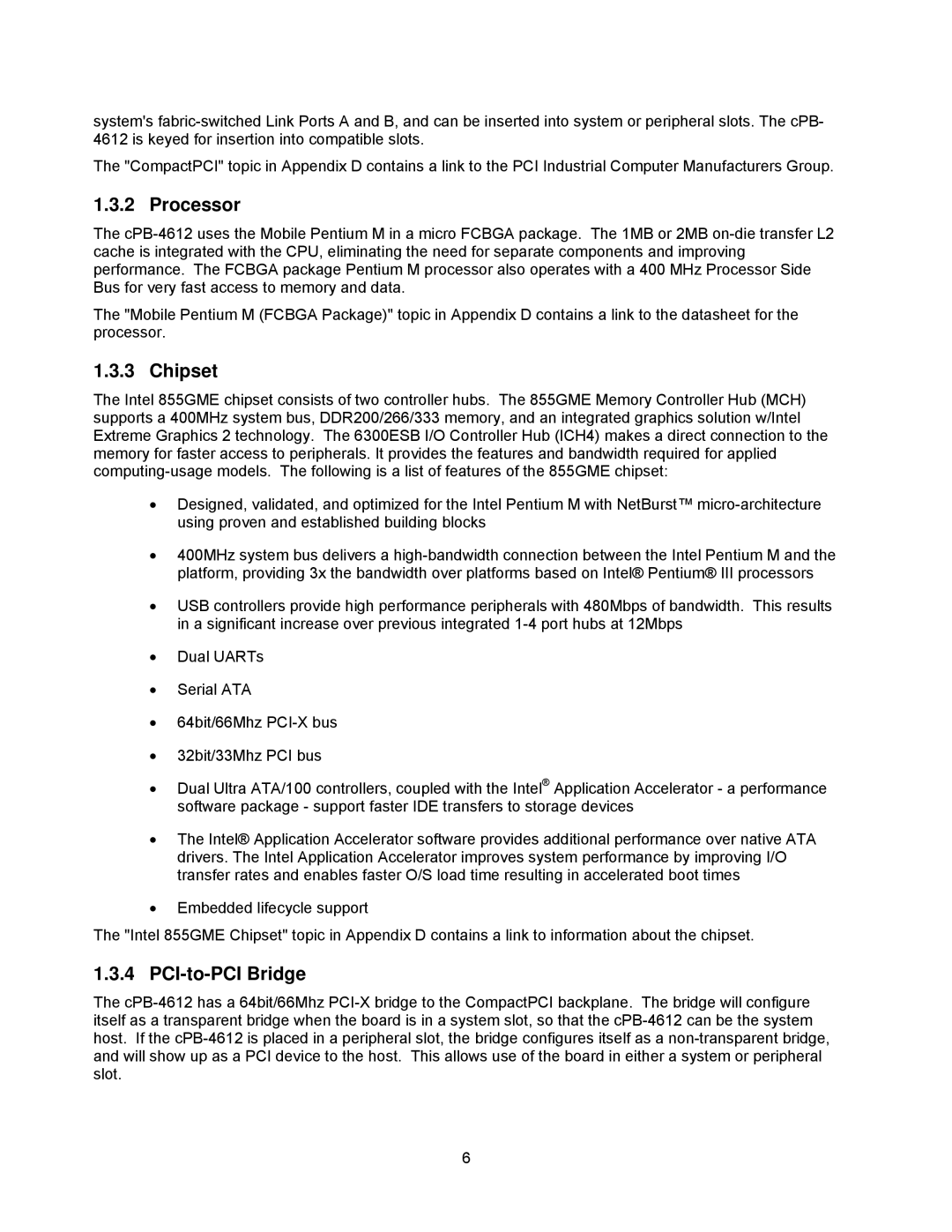 Intel cpb4612, cpci borard with a intel pentuim M manual Processor, Chipset, PCI-to-PCI Bridge 