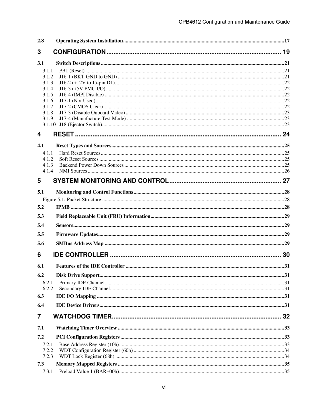 Intel cpb4612, cpci borard with a intel pentuim M manual Configuration 