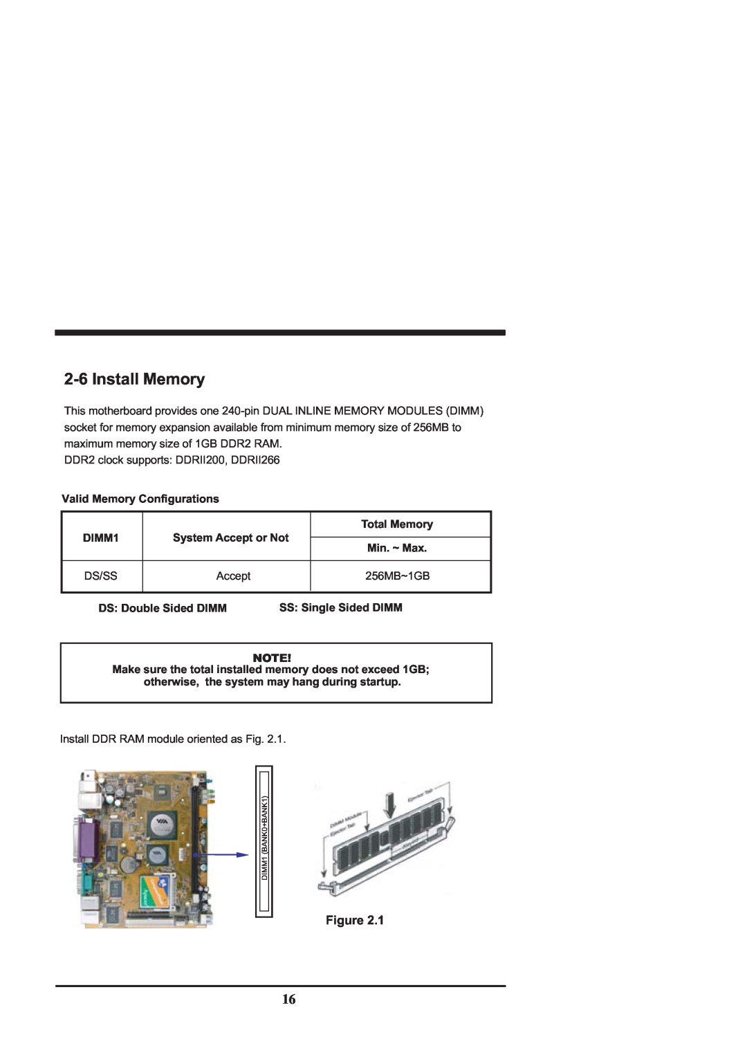 Intel CV700A 2-6Install Memory, Figure, Valid Memory Configurations, Total Memory, DIMM1, System Accept or Not, Min. ~ Max 