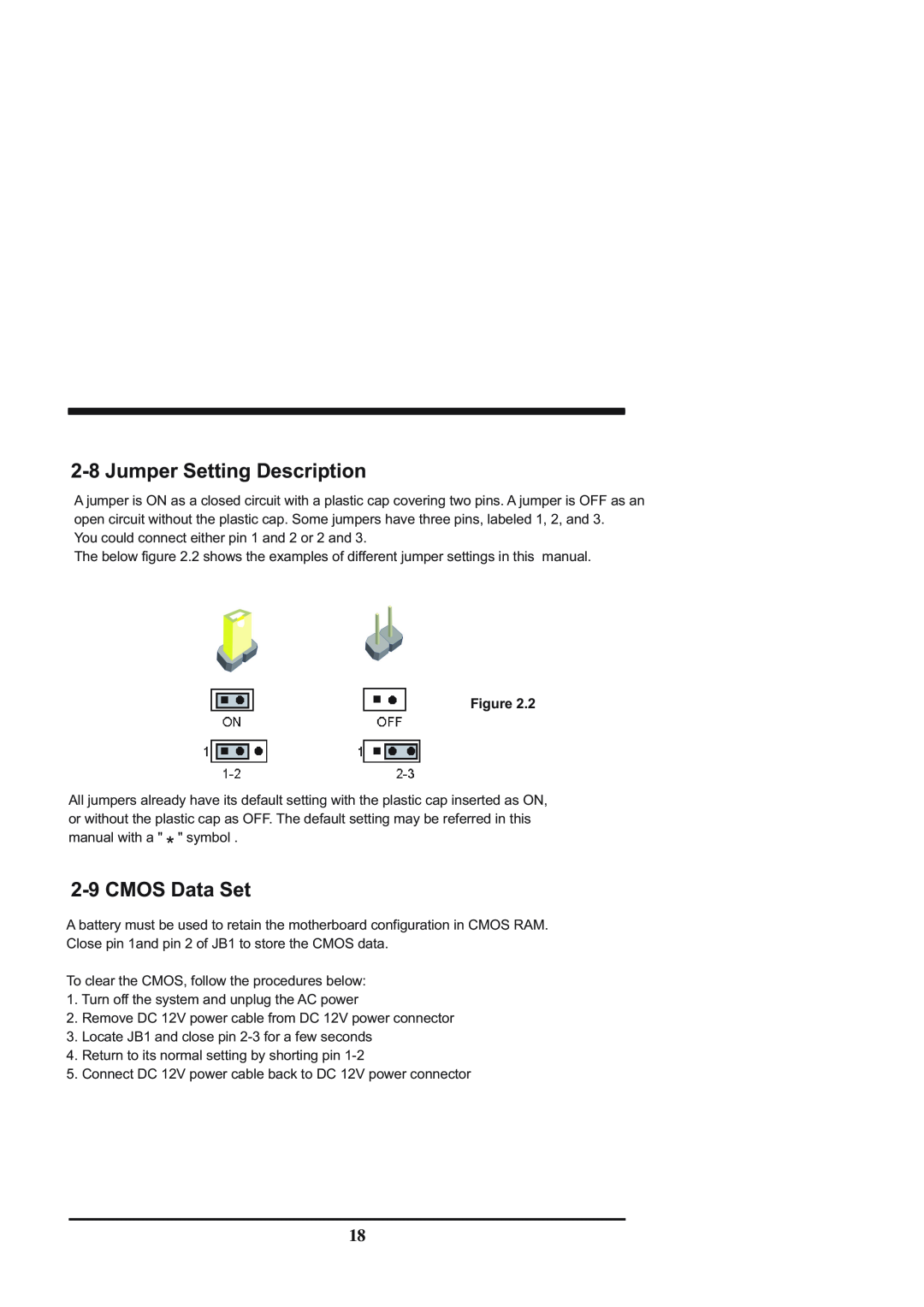 Intel CV702A, CV700A manual 2-8Jumper Setting Description, 2-9CMOS Data Set, Figure 