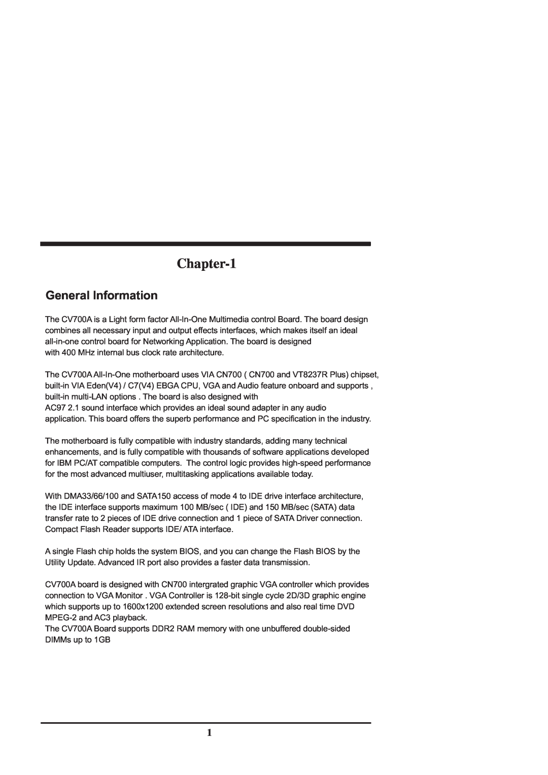 Intel CV702A, CV700A manual General lnformation 