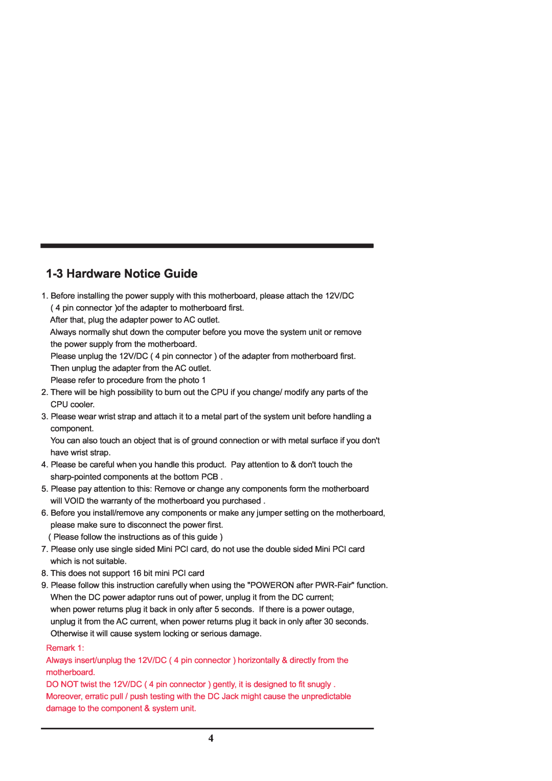 Intel CV702A, CV700A manual 1-3Hardware Notice Guide 