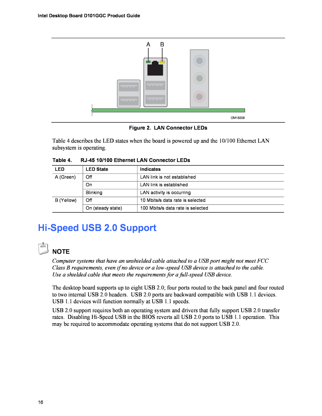 Intel D101GGC manual Hi-SpeedUSB 2.0 Support 