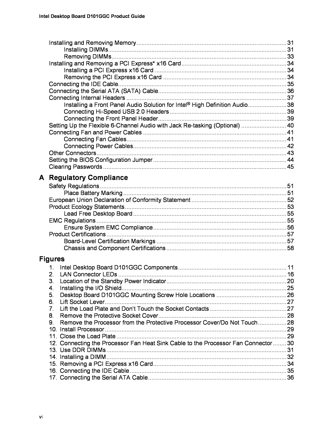 Intel D101GGC manual A Regulatory Compliance, Figures 