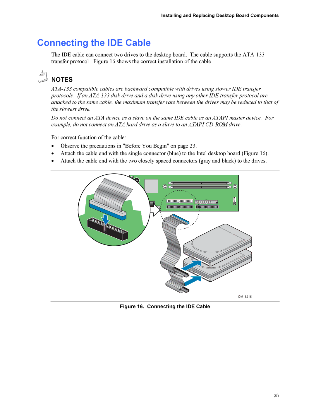 Intel D101GGC manual Connecting the IDE Cable 