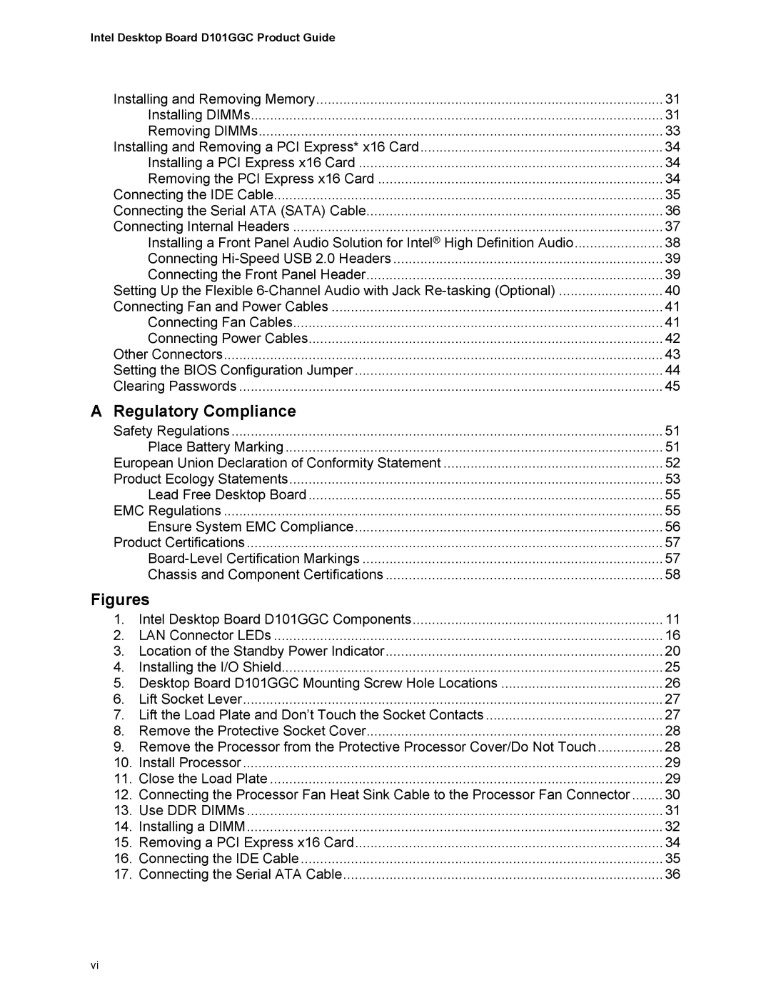 Intel D101GGC manual Figures 