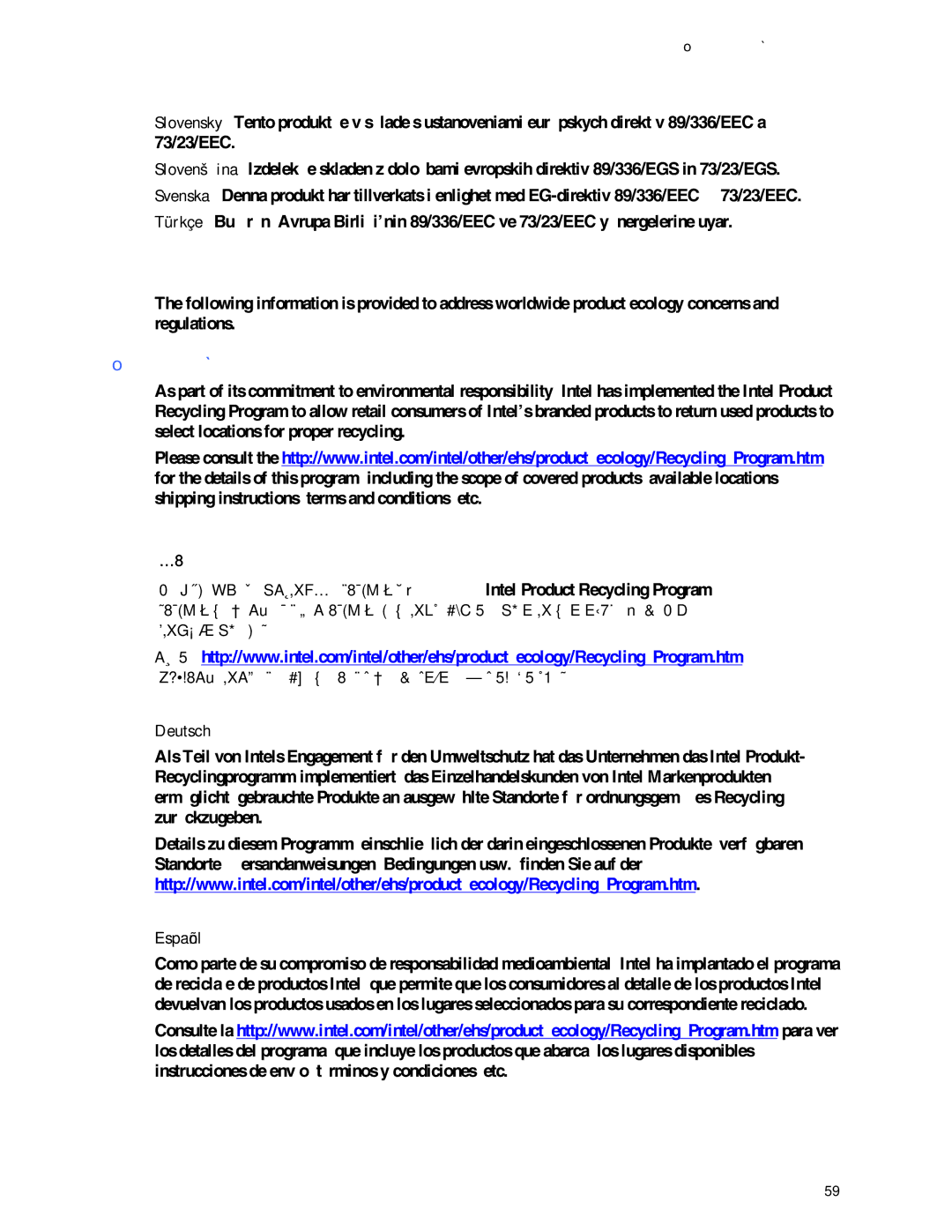 Intel D102GGC2 manual Product Ecology Statements, Recycling Considerations, Regulatory Compliance 