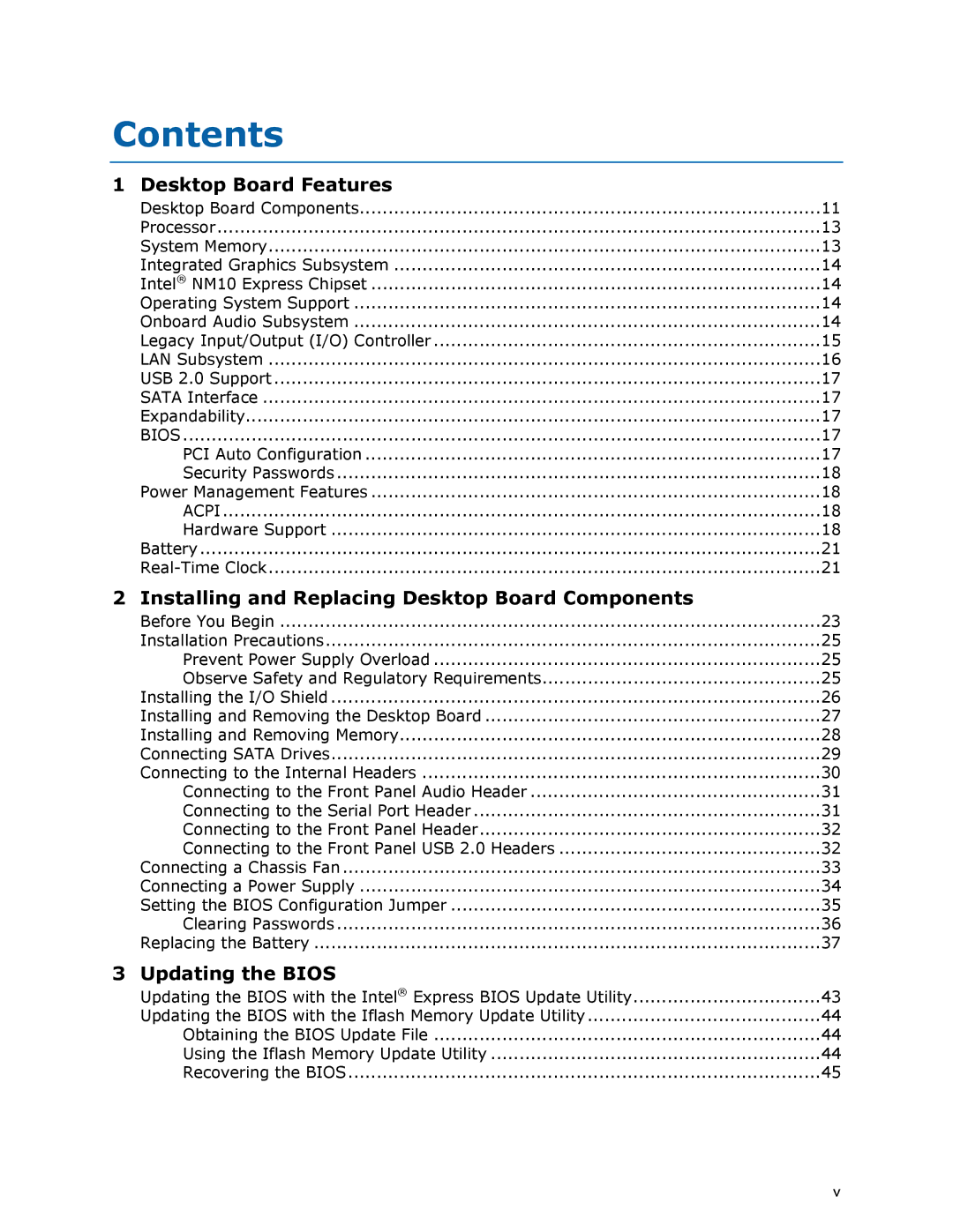 Intel D425KT manual Contents 