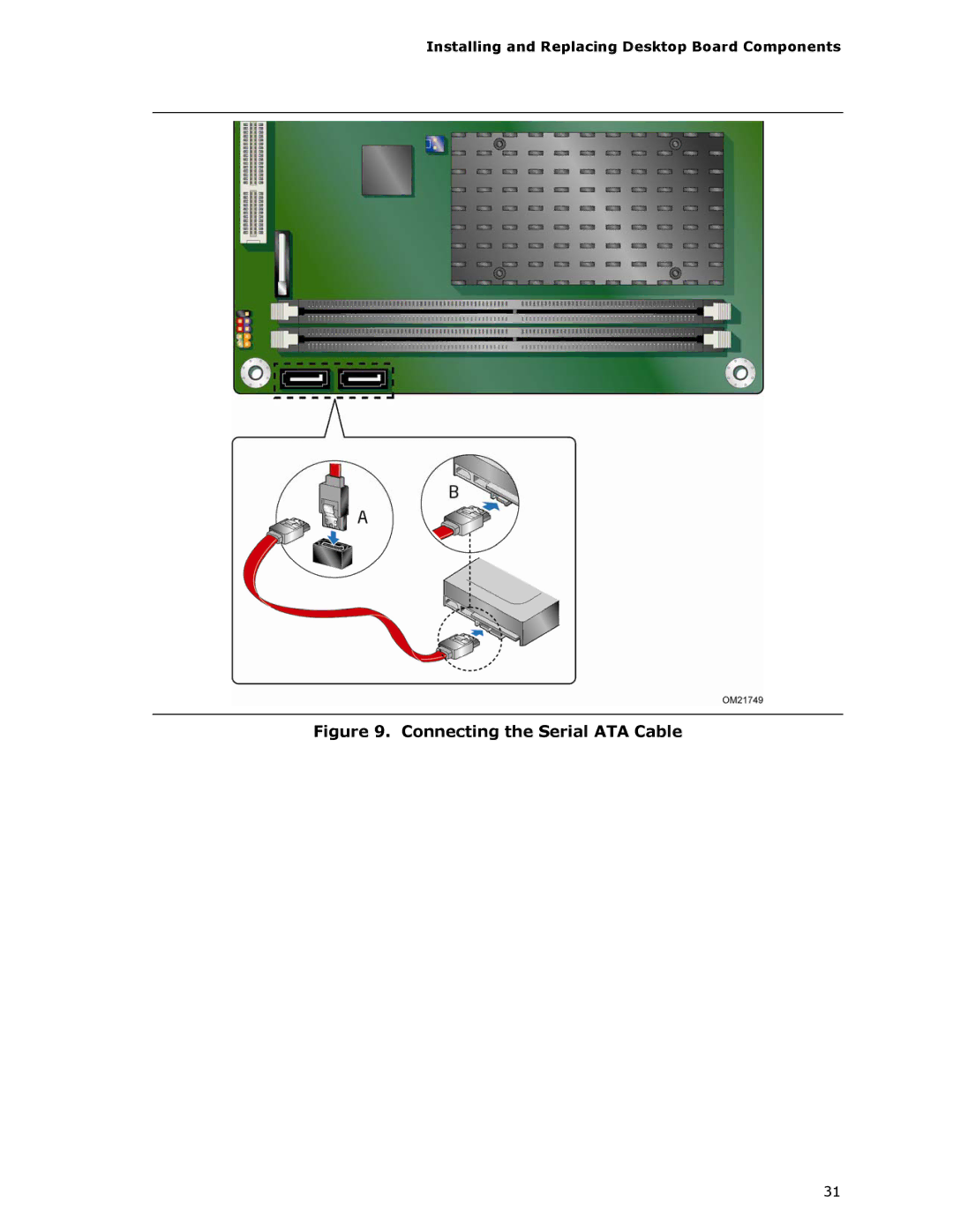 Intel D510MO manual Connecting the Serial ATA Cable 