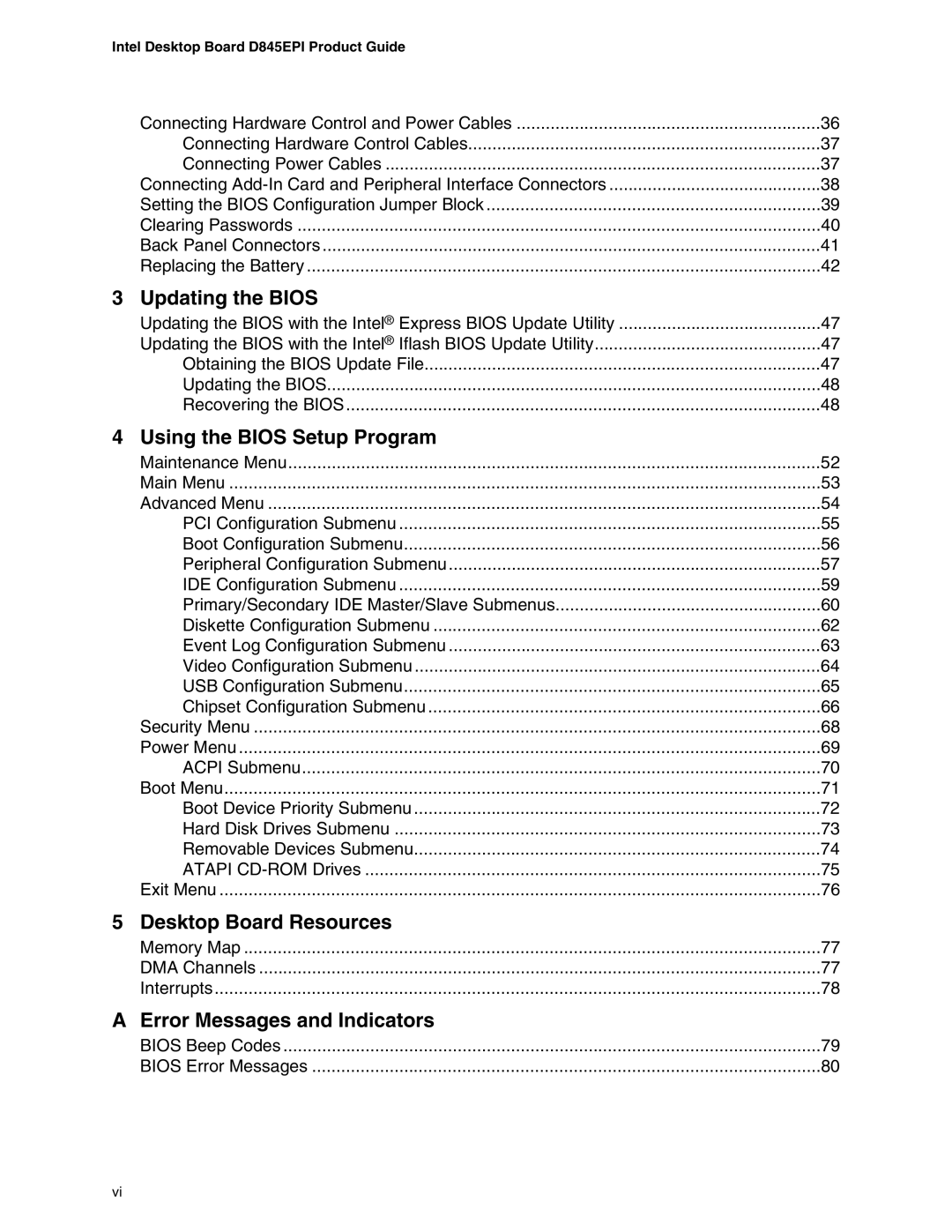 Intel D845EPI manual Desktop Board Resources 