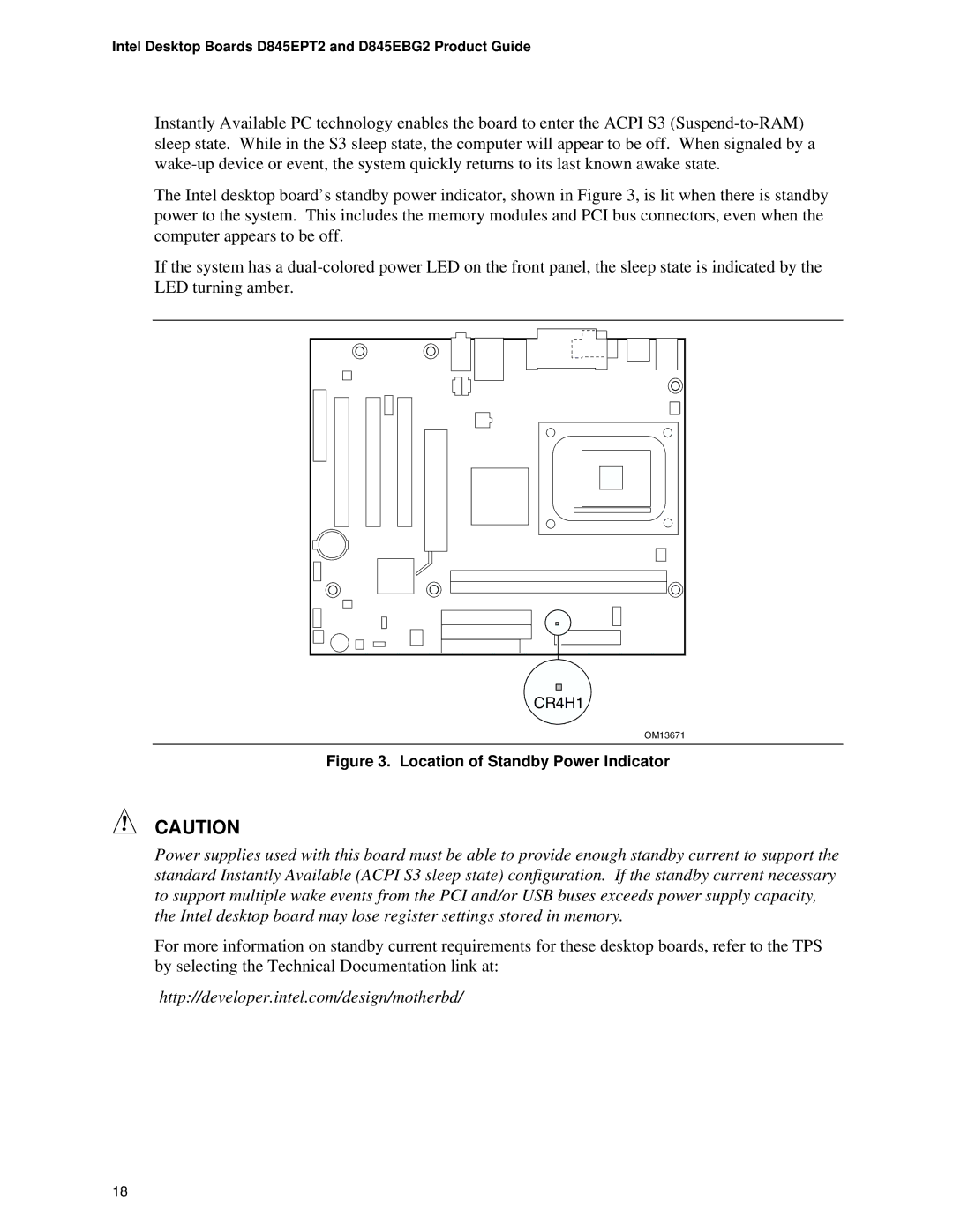 Intel D845EPT2, D845EBG2 manual Location of Standby Power Indicator 