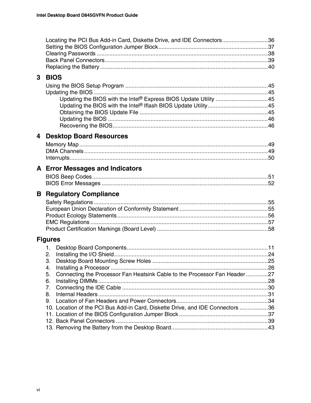 Intel D845GVFN manual Bios 