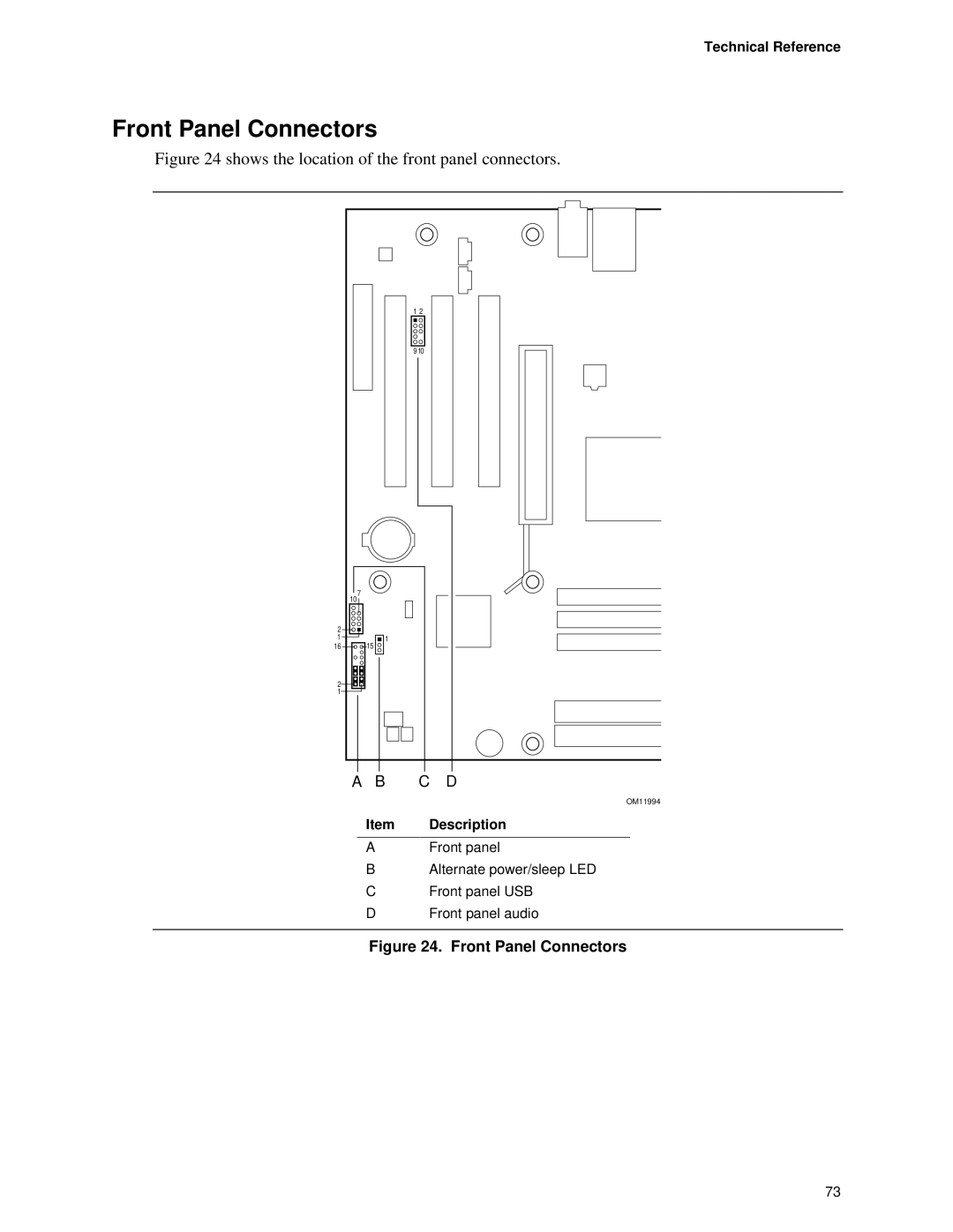 Intel D845HV, D845WN manual Front Panel Connectors 