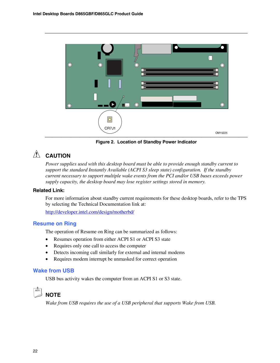 Intel D865GLC, D865GBF manual Resume on Ring, Wake from USB 