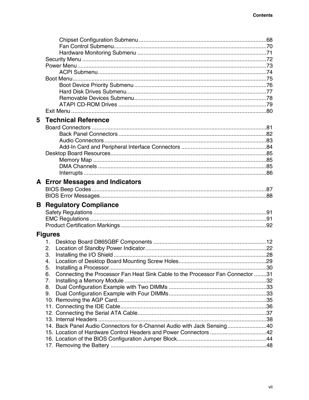 Intel D865GBF, D865GLC manual Technical Reference, Contents 